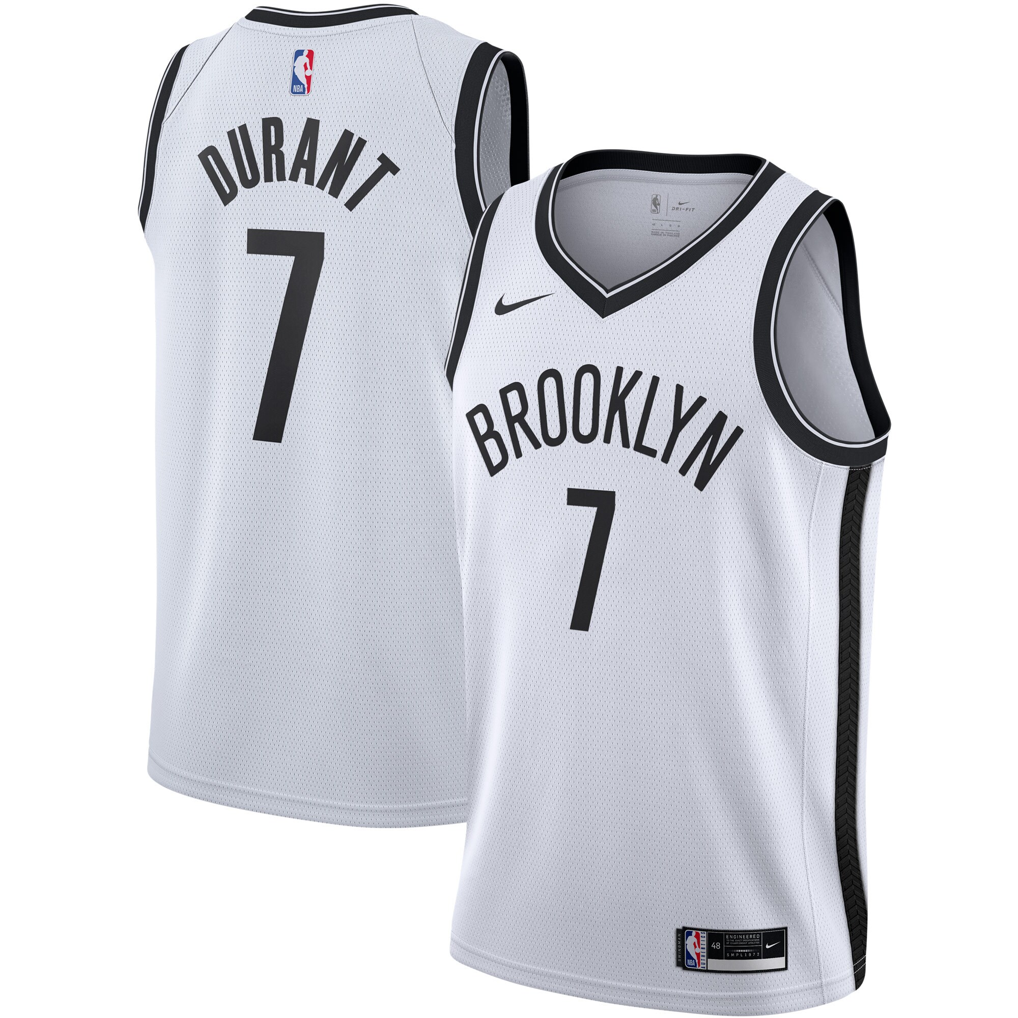 Alternative view of Kevin Durant Brooklyn Nets 2020/21 Swingman Jersey - White - Association Edition