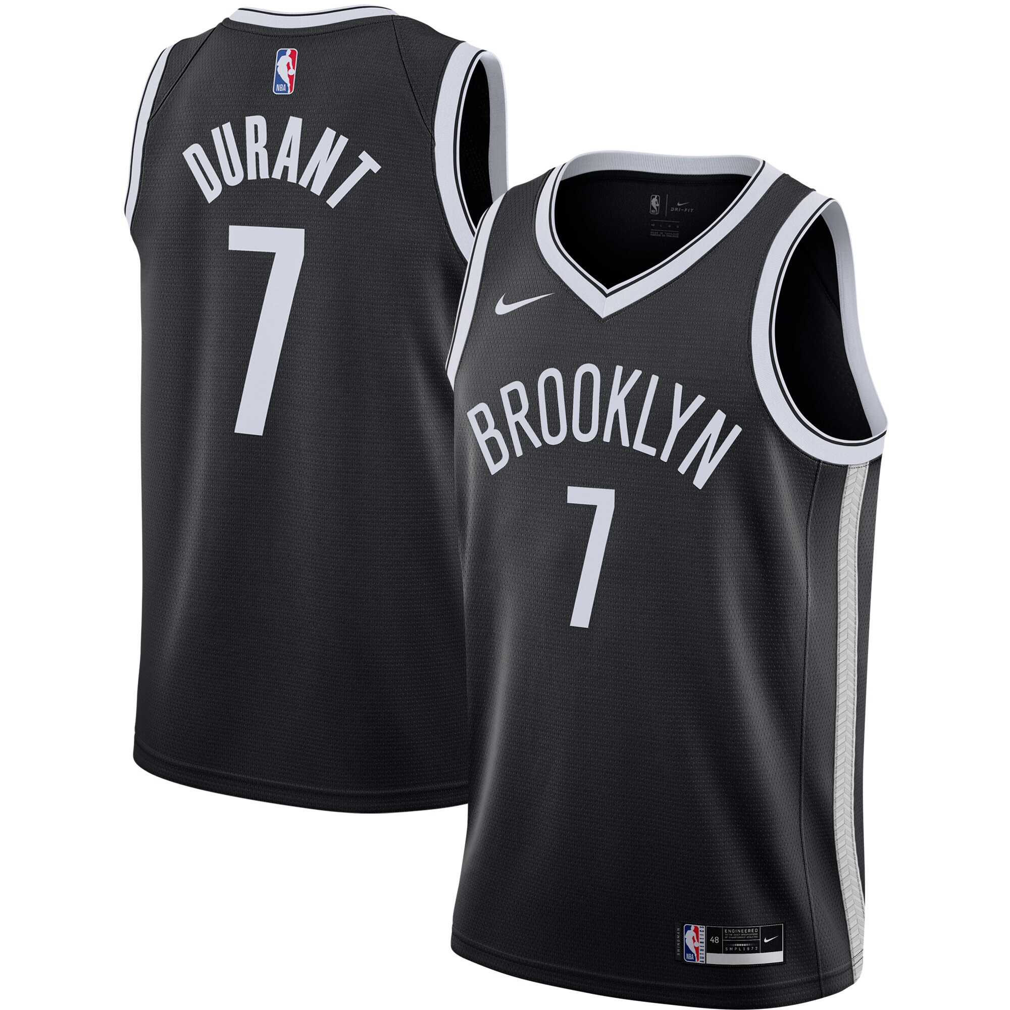 Alternative view of Kevin Durant Brooklyn Nets 2020/21 Swingman Jersey – Black – Icon Edition