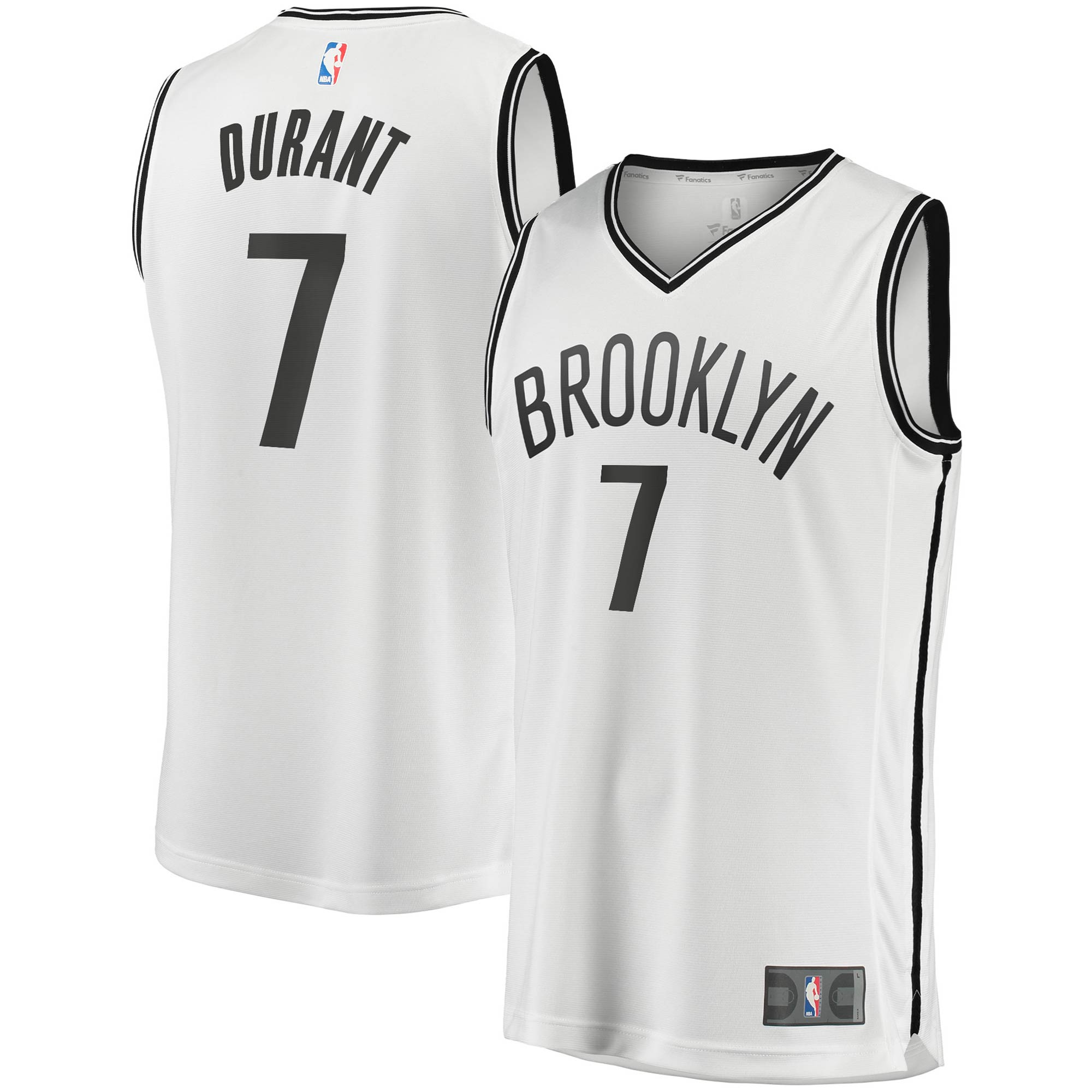 Alternative view of Kevin Durant Brooklyn Nets Fanatics Branded Youth 2020/21 Fast Break Player Jersey - White - Association Edition