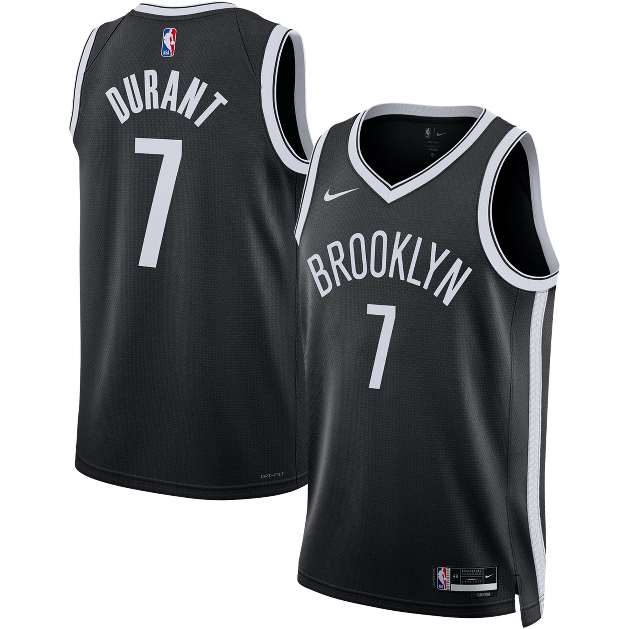 Alternative view of Kevin Durant Brooklyn Nets Unisex Swingman Jersey – Icon Edition – Black
