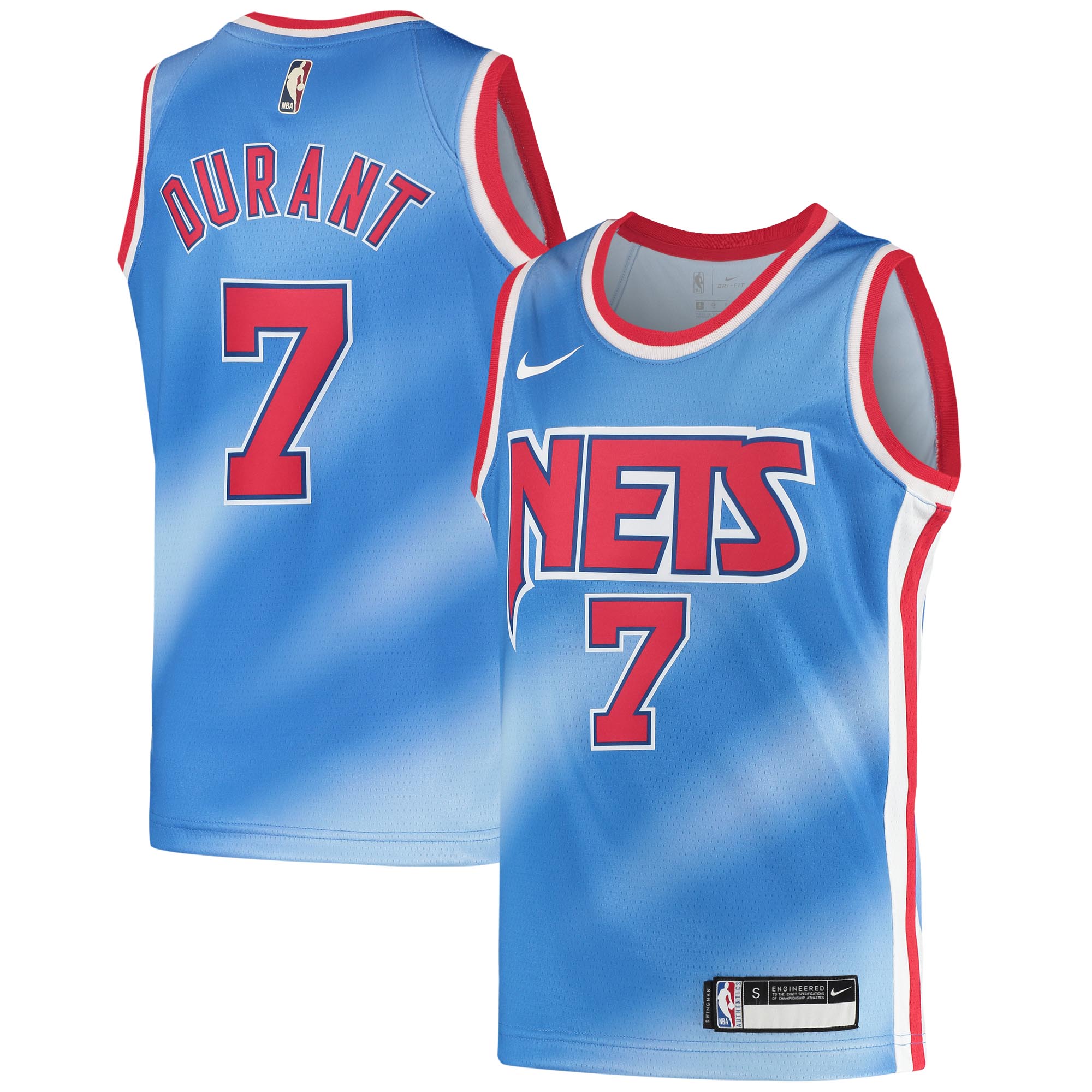Alternative view of Kevin Durant Brooklyn Nets Youth 2020/21 Jersey - Classic Edition - Light Blue