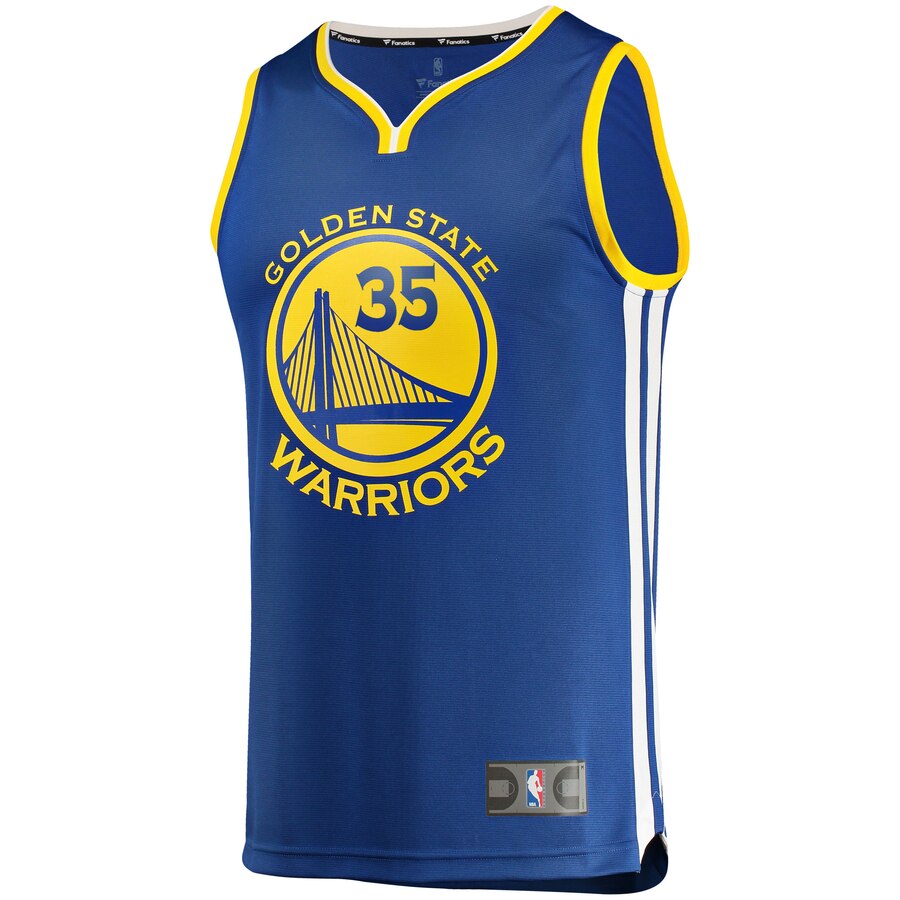 Alternative view of Kevin Durant Golden State Warriors Fanatics Branded Fast Break Replica Jersey Royal - Icon Edition