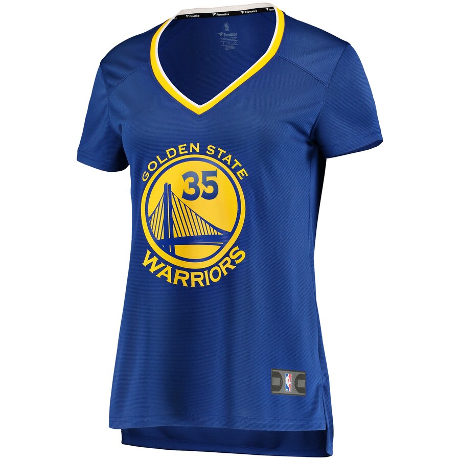 Alternative view of Kevin Durant Golden State Warriors Fanatics Branded Women's Fast Break Replica Jersey Royal - Icon Edition