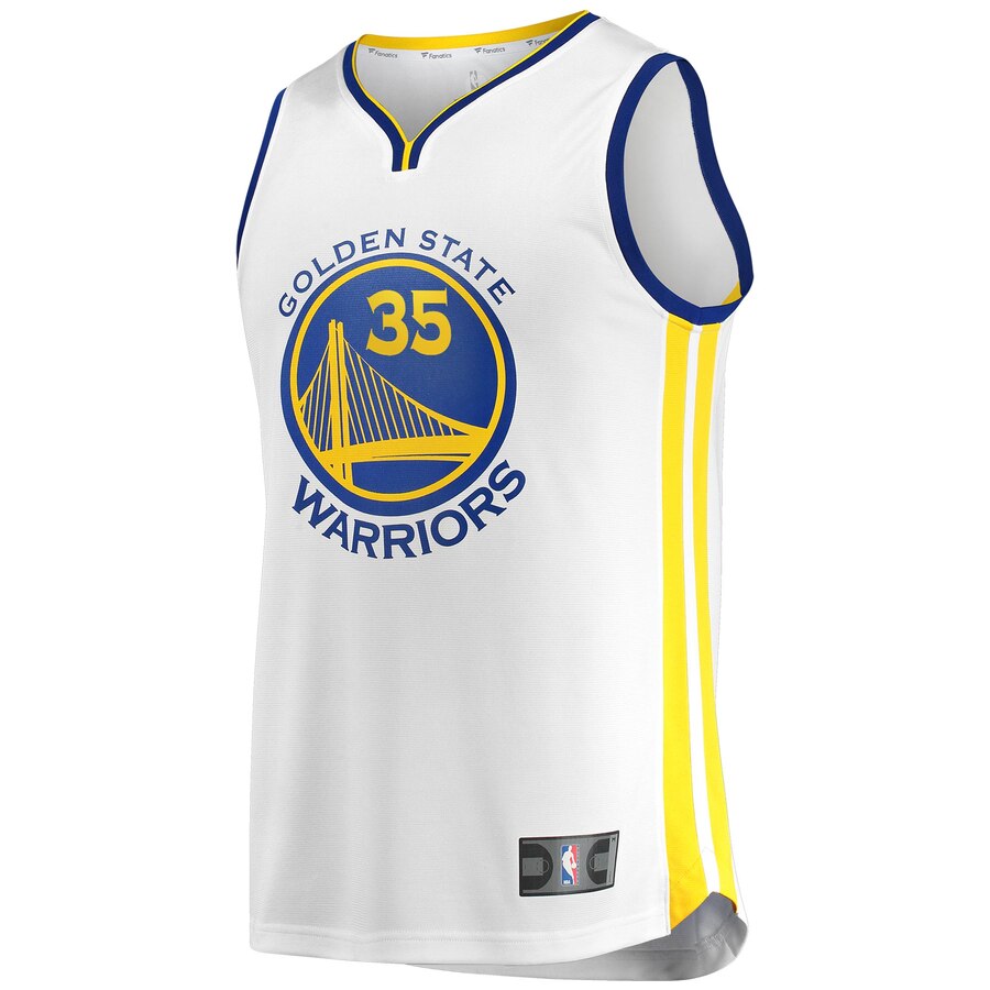 Alternative view of Kevin Durant Golden State Warriors Fanatics Branded Youth Fast Break Replica Jersey White - Association Edition