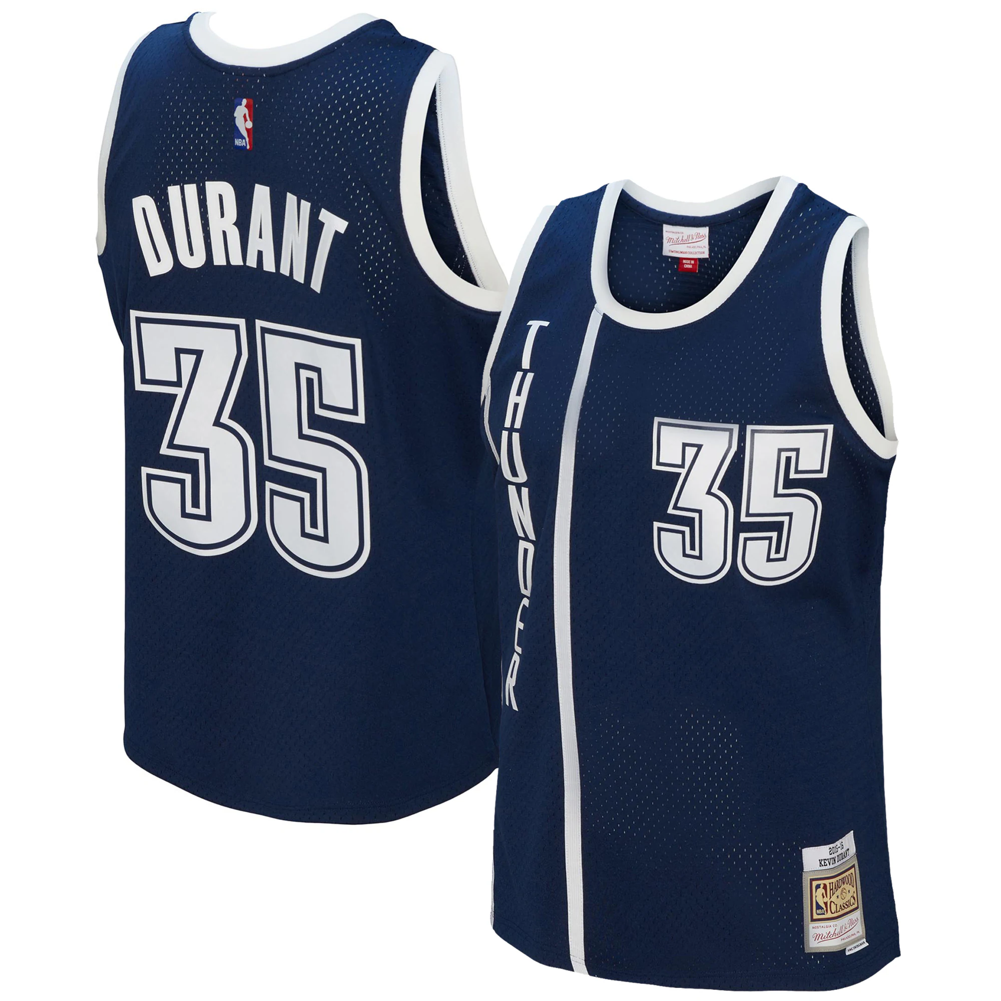 Alternative view of Kevin Durant Oklahoma City Thunder Mitchell & Ness 2015/16 Swingman Jersey - Blue