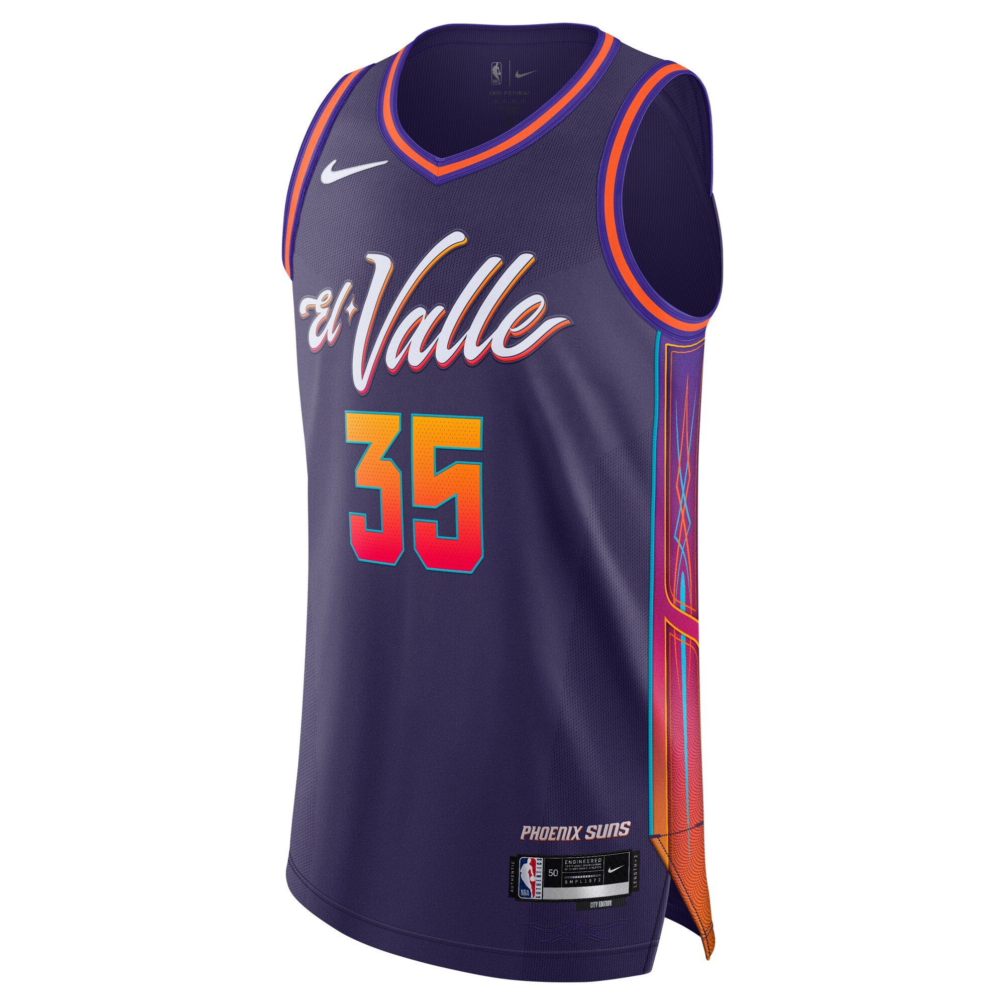 Alternative view of Kevin Durant Phoenix Suns Authentic Jersey - City Edition - Purple
