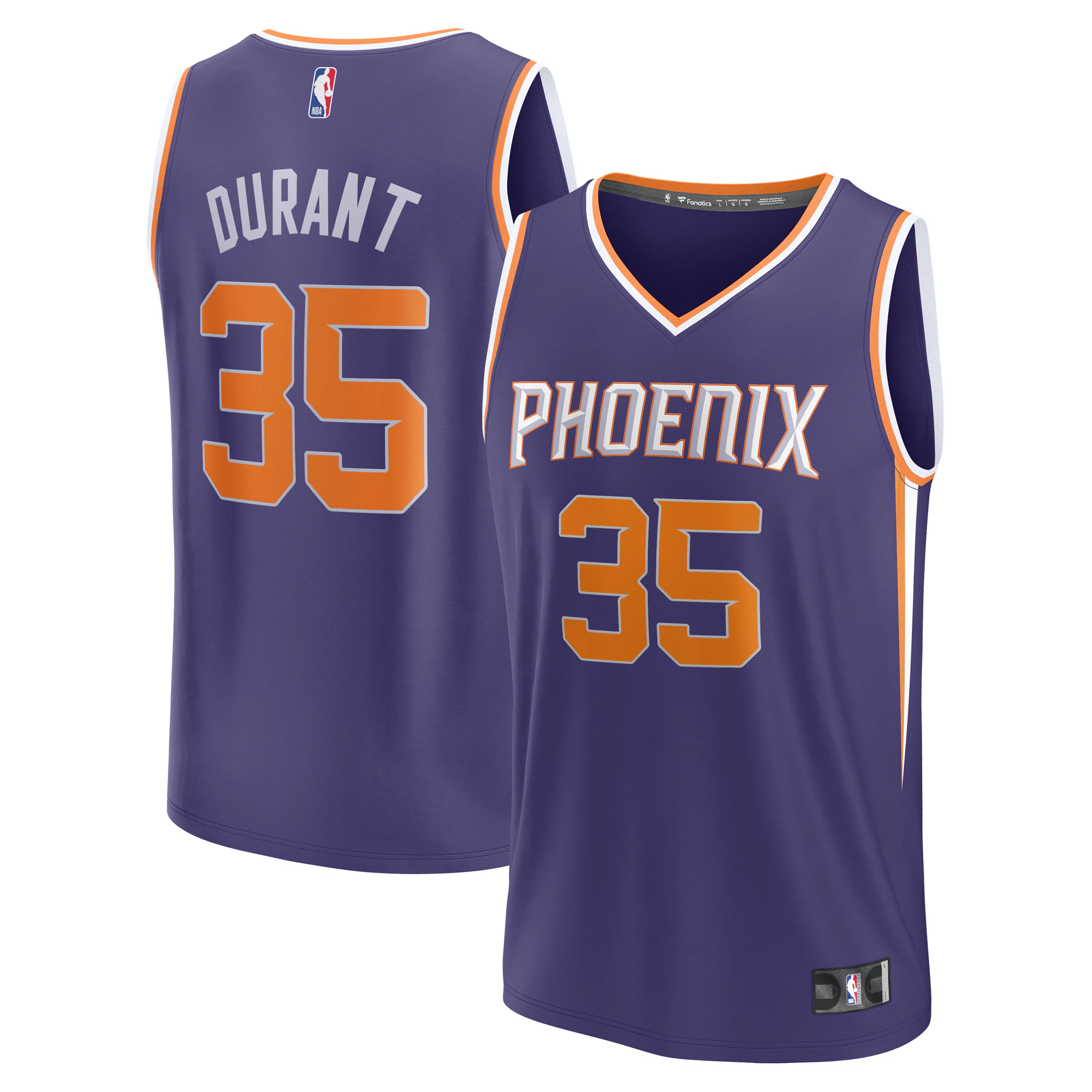 Alternative view of Kevin Durant Phoenix Suns Fanatics Branded Fastbreak Jersey - Icon Edition - Purple
