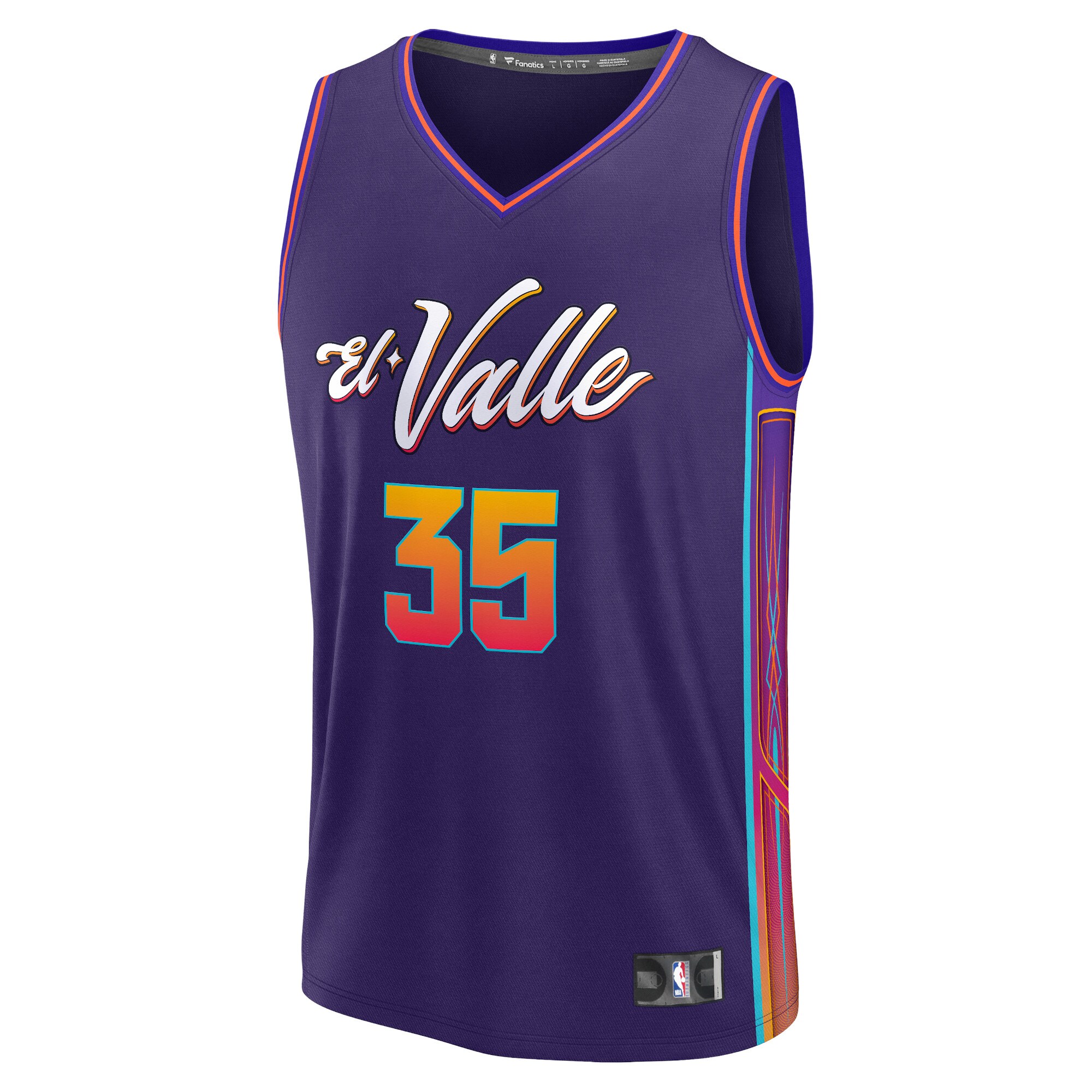 Alternative view of Kevin Durant Phoenix Suns Fanatics Youth Fast Break Jersey - Purple - City Edition