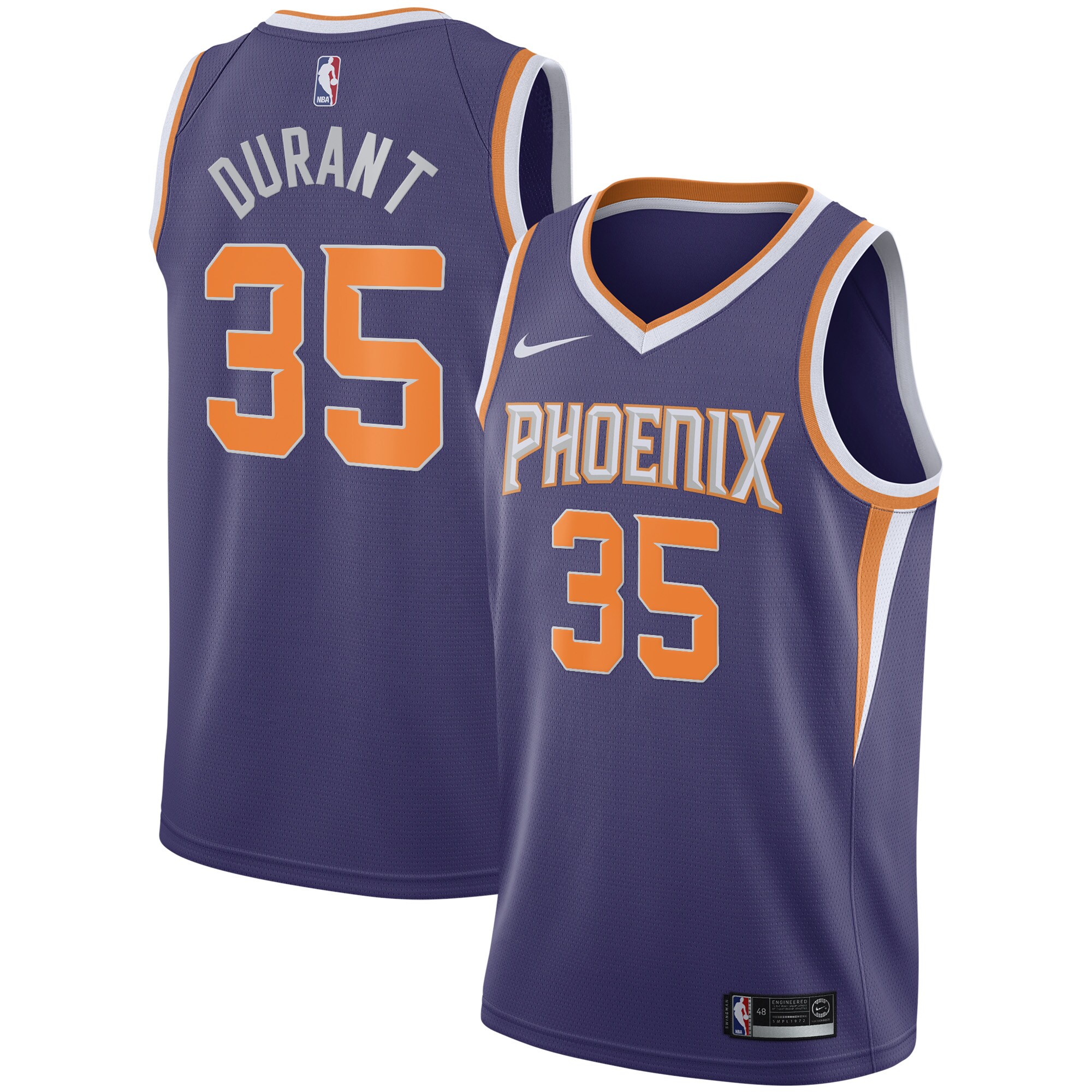 Alternative view of Kevin Durant Phoenix Suns Swingman Jersey - Icon Edition - Purple