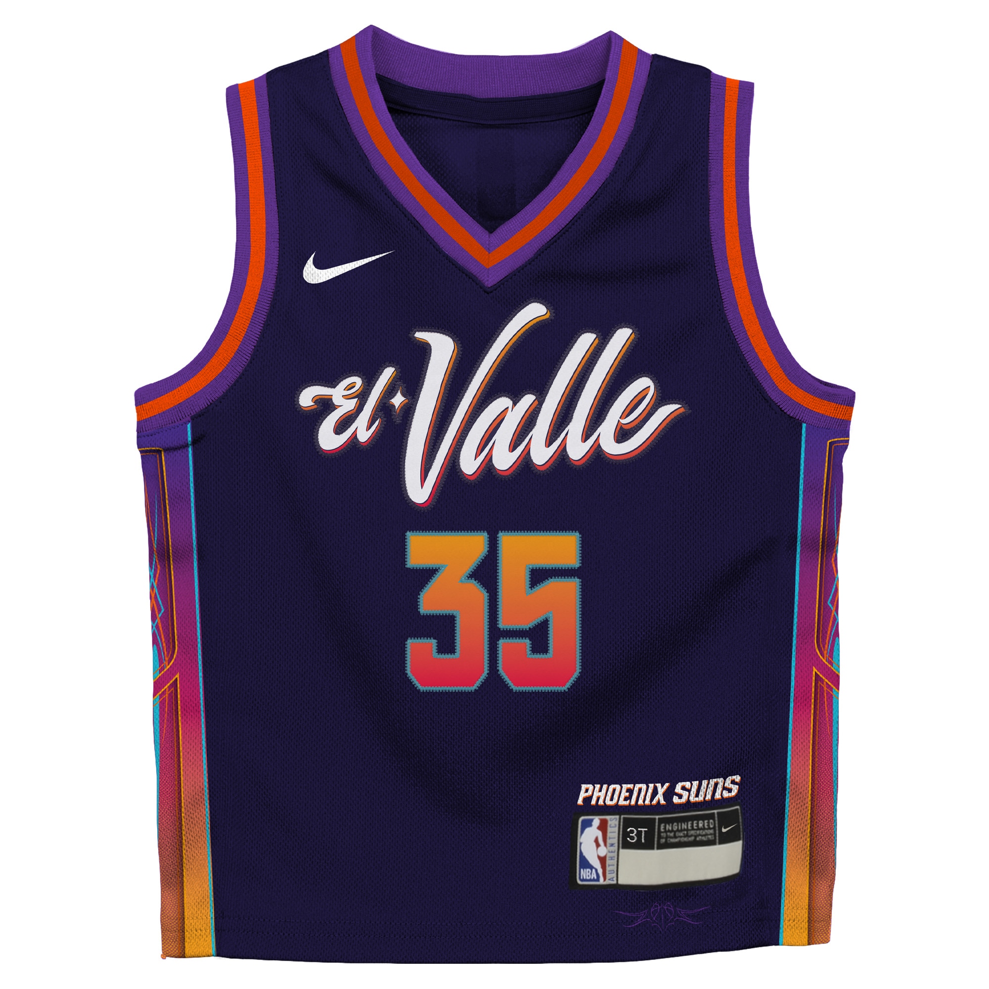 Alternative view of Kevin Durant Phoenix Suns Toddler 2023/24 Swingman Replica Jersey - City Edition - Purple