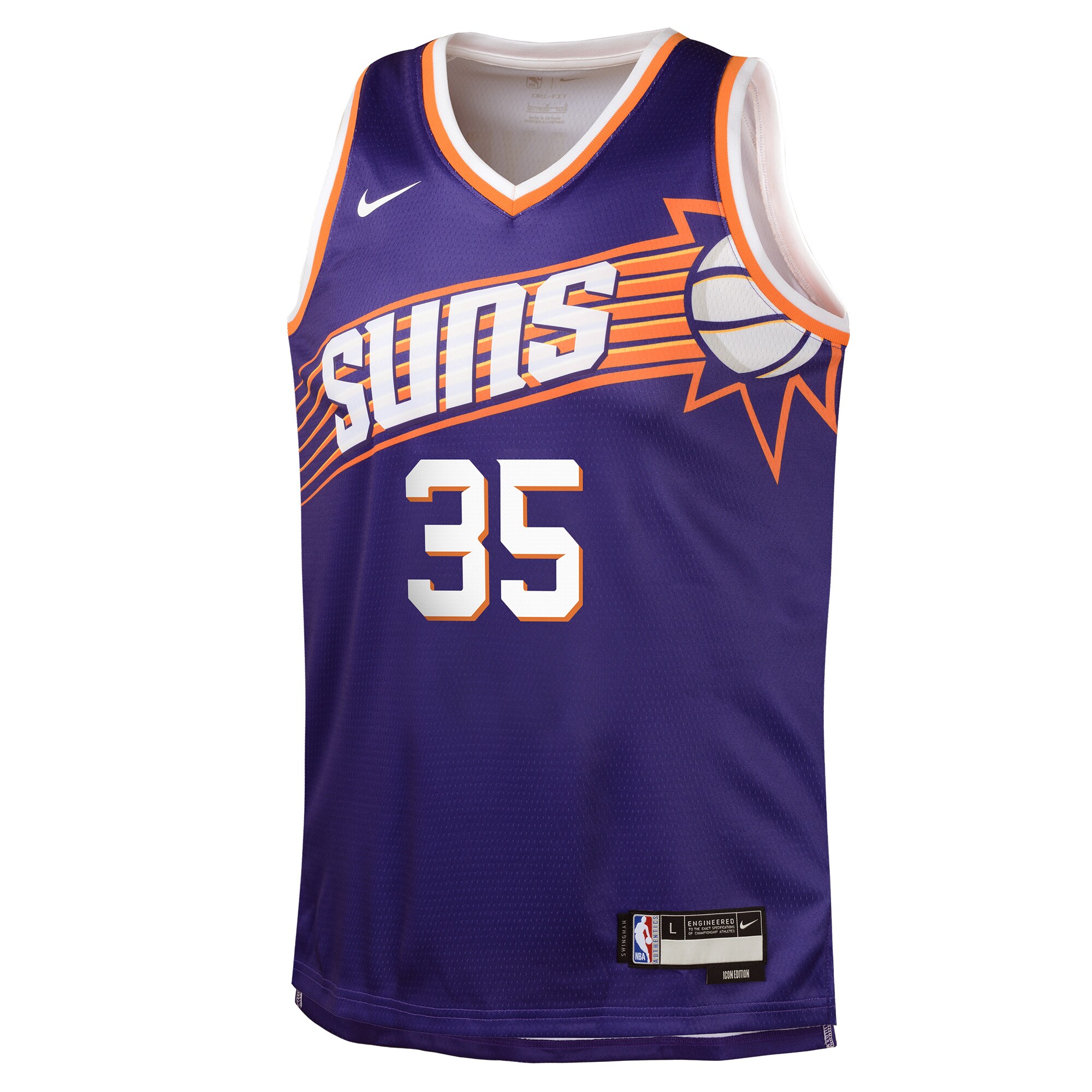 Alternative view of Kevin Durant Phoenix Suns Youth Swingman Jersey - Purple - Icon