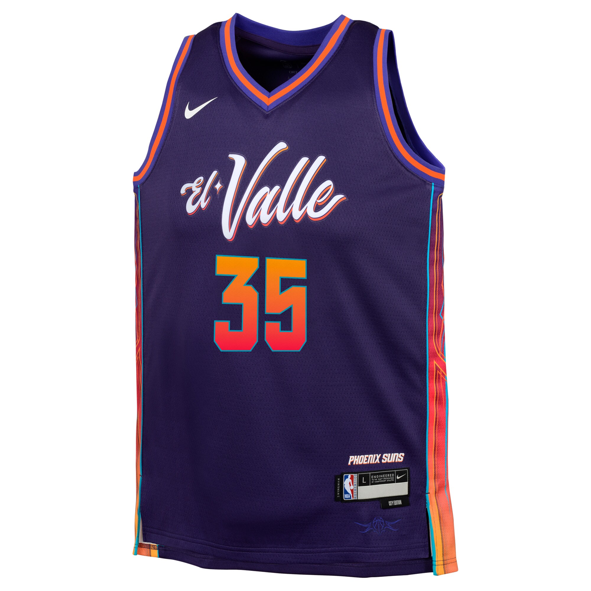 Alternative view of Kevin Durant Phoenix Suns Youth Swingman Replica Jersey - City Edition - Purple