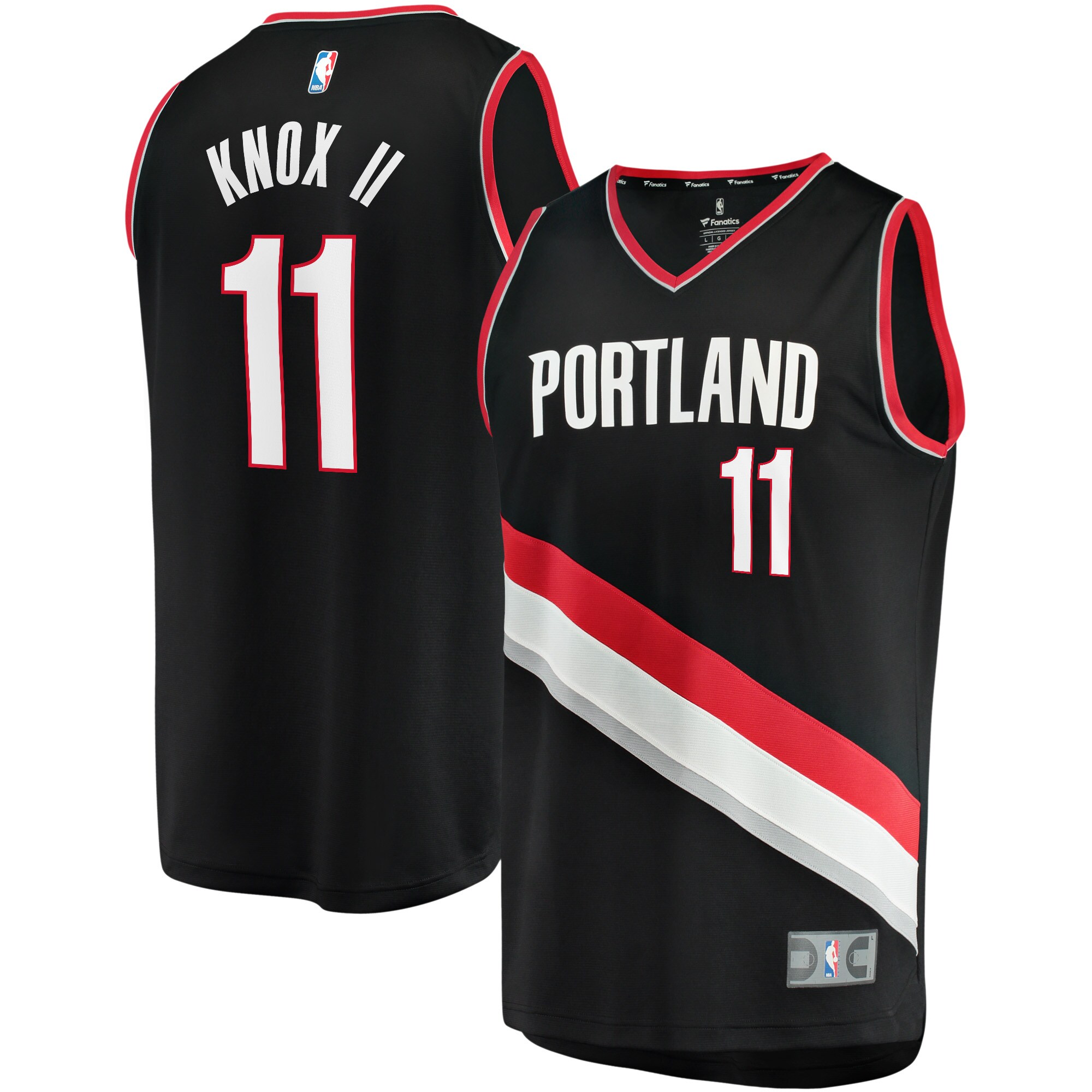 Alternative view of Kevin Knox Ii Portland Trail Blazers Fanatics Branded Youth Fast Break Player Jersey - Icon Edition - Black