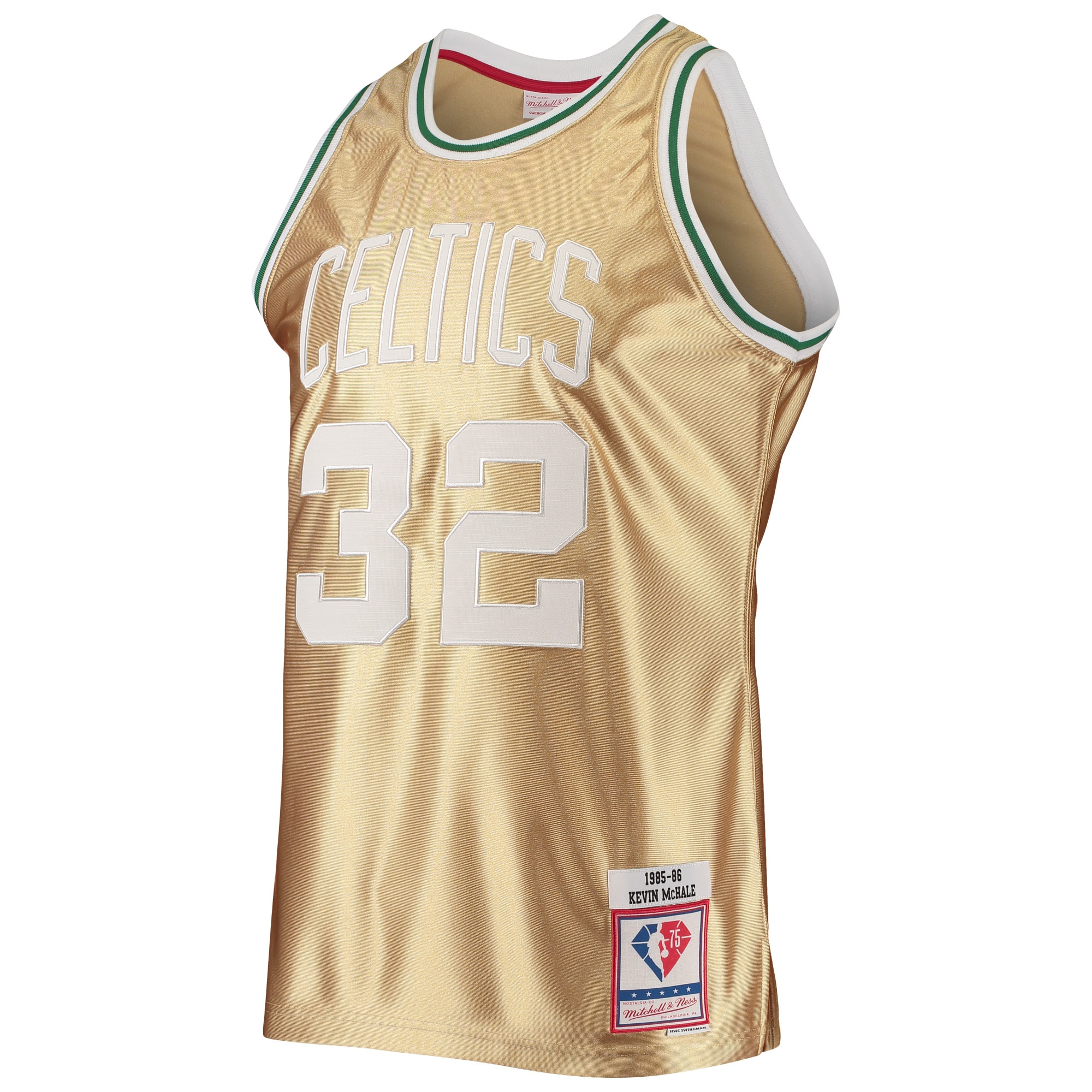 Alternative view of Kevin Mchale Boston Celtics Mitchell & Ness 75th Anniversary 1985/86 Hardwood Classics Swingman Jersey - Gold