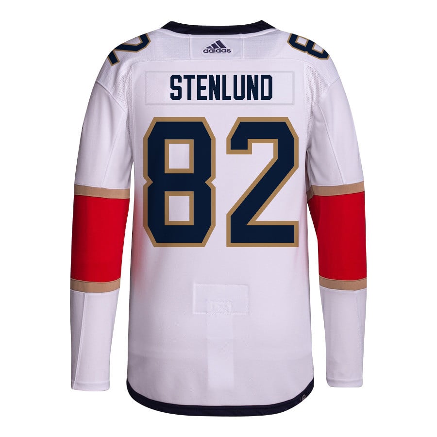 Alternative view of Kevin Stenlund 82 Florida Panthers 2024 NHL Playoffs Patch Away Jersey Customized - Men, White - JS741 