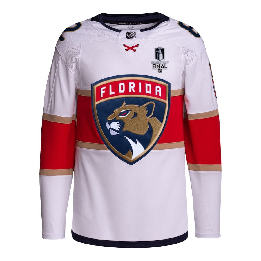 Alternative view of Kevin Stenlund 82 Florida Panthers 2024 STANLEY CUP Final Away Breakaway Jersey - Men, White - JS680 