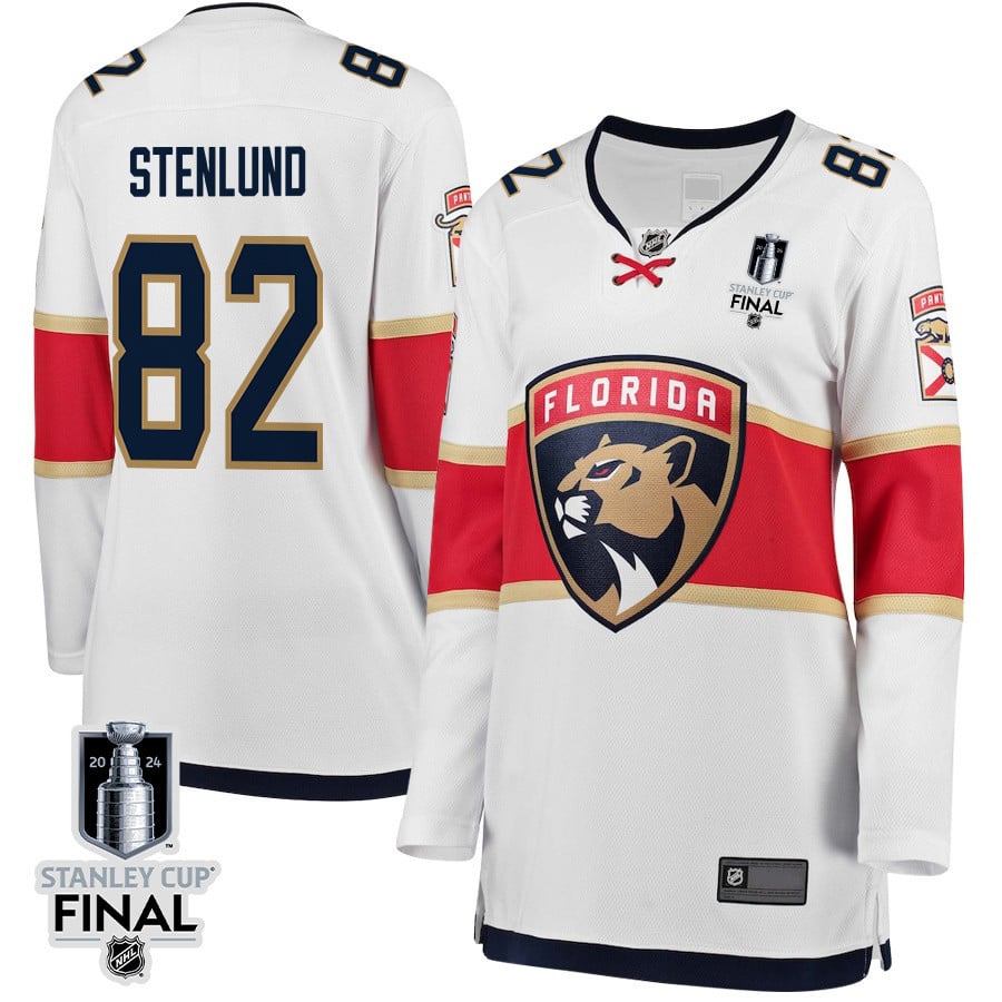 Kevin Stenlund 82 Florida Panthers 2024 STANLEY CUP Final Women's Away Breakaway Jersey - White - JS218 