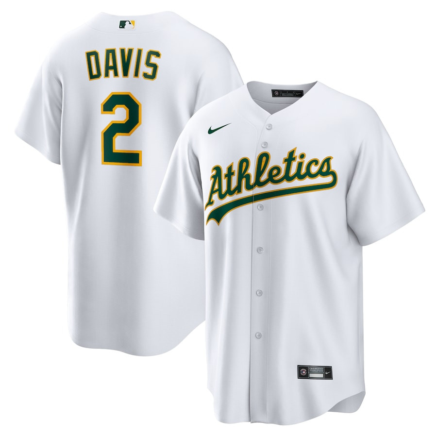 Khris Davis 2 Oakland Athletics Home Men Jersey - White 