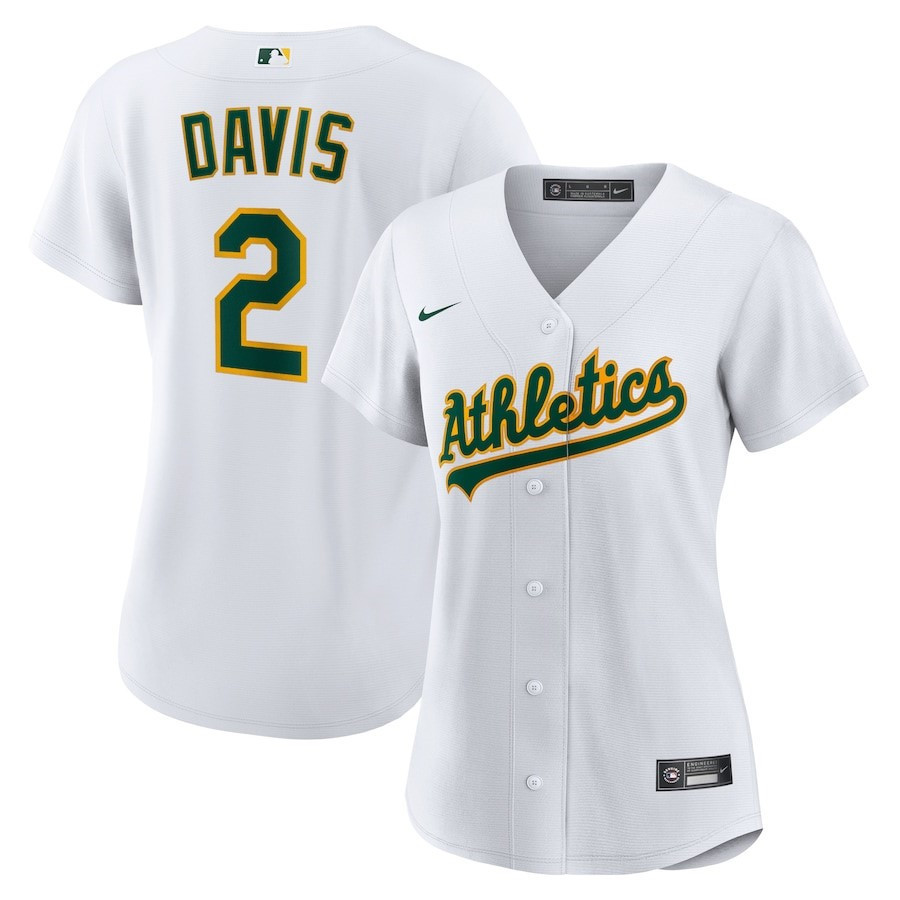 Khris Davis 2 Oakland Athletics Women's Home Player Jersey - White 