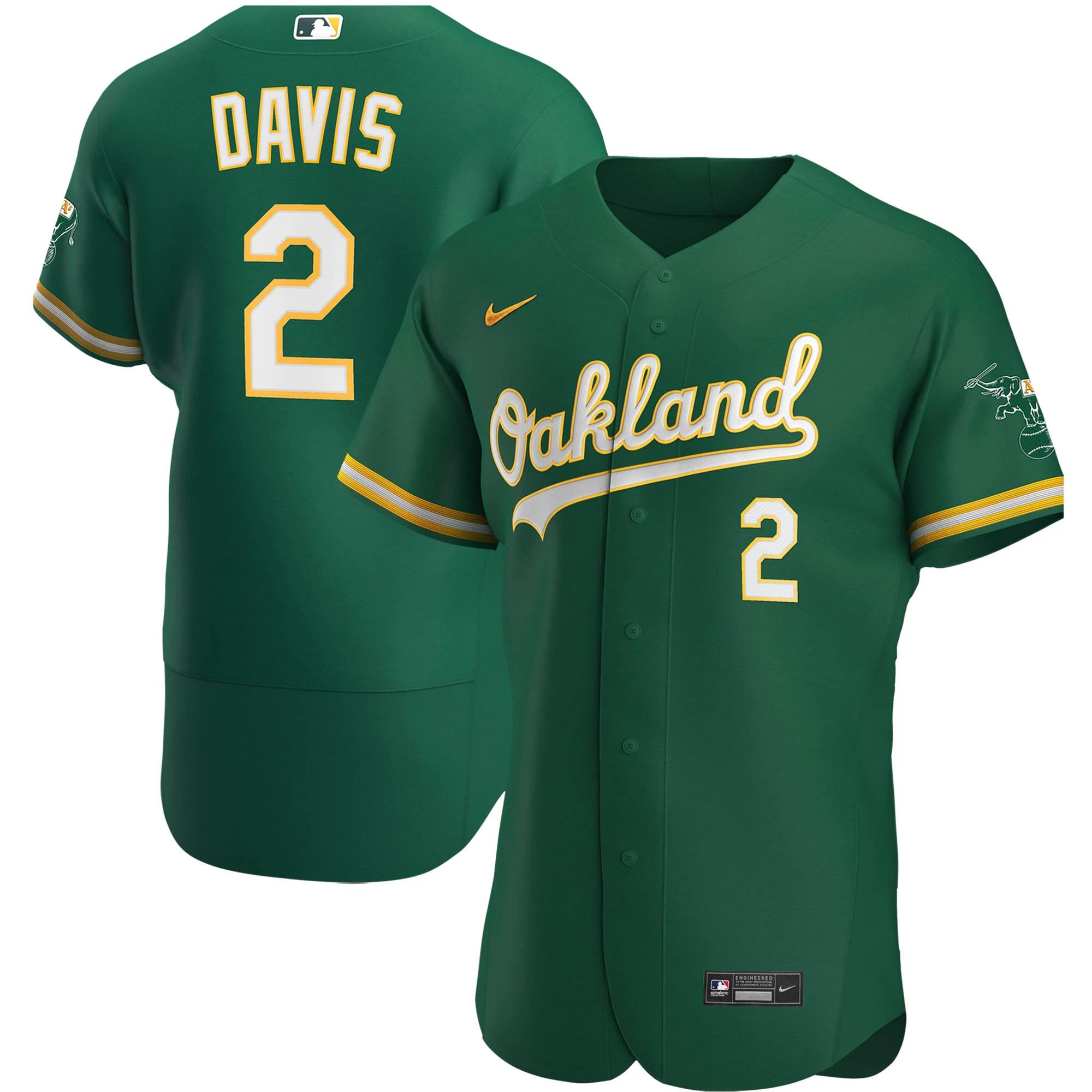 Khris Davis Oakland Athletics Alternate Authentic Player Jersey – Kelly Green