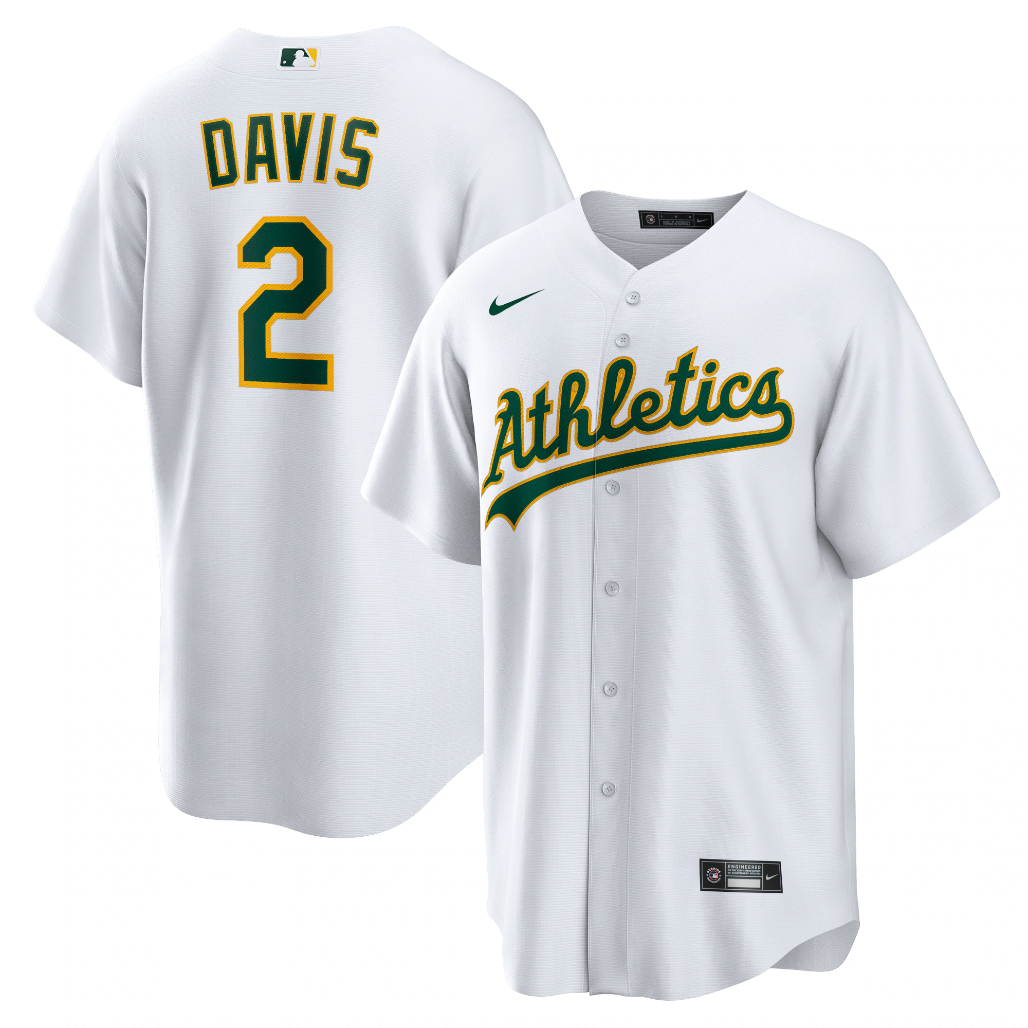 Alternative view of Khris Davis Oakland Athletics Home Replica Player Name Jersey – White