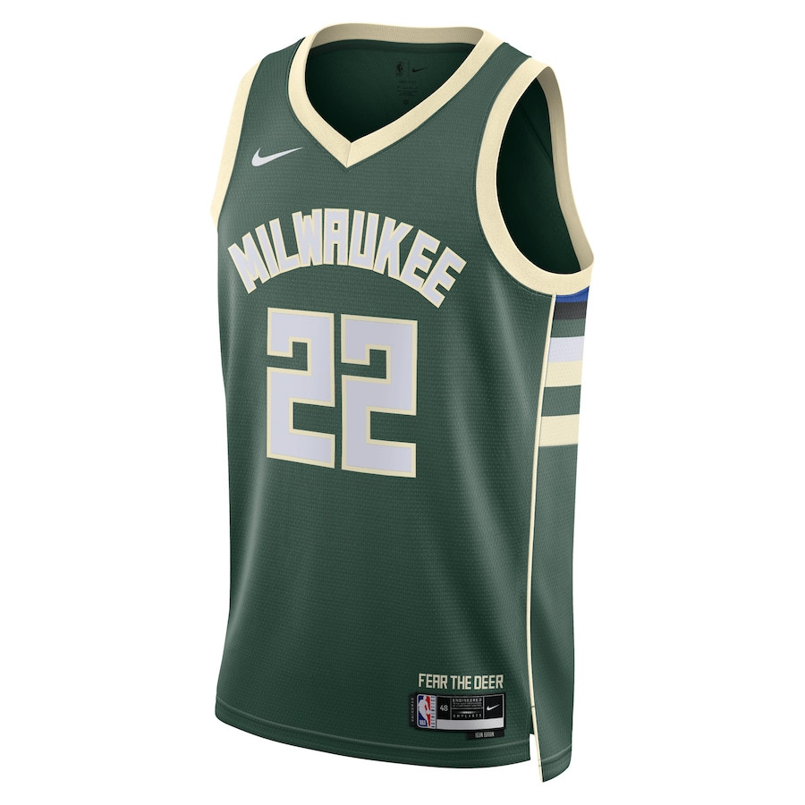 Alternative view of Khris Middleton 22 Milwaukee Bucks Unisex Swingman Jersey - Icon Edition - Hunter Green - JS437 