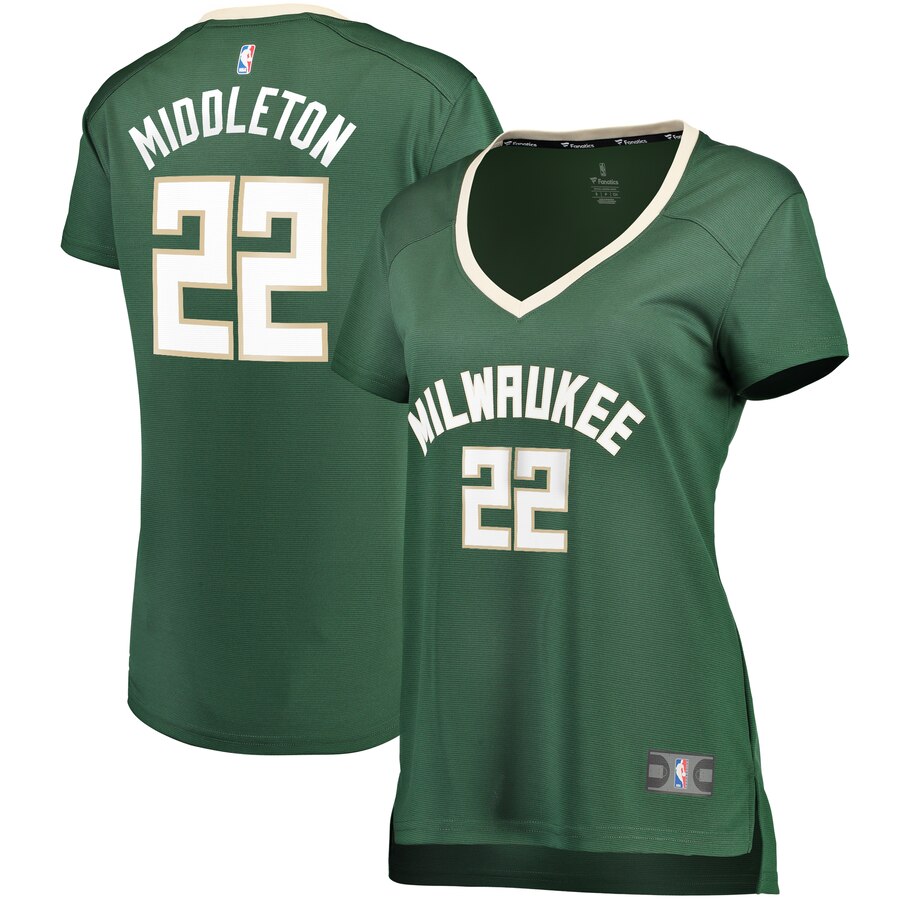 Khris Middleton Milwaukee Bucks Fanatics Branded Women's Fast Break Replica Player Jersey - Icon Edition - Hunter Green