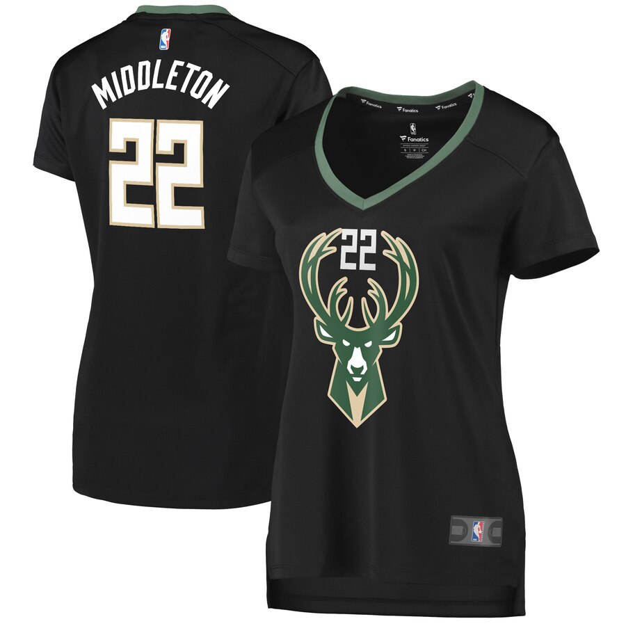 Khris Middleton Milwaukee Bucks Fanatics Branded Women's Fast Break Replica Player Jersey - Statement Edition - Black