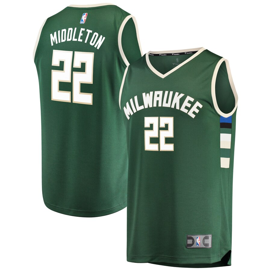 Khris Middleton Milwaukee Bucks Fanatics Branded Youth Fast Break Player Jersey Green – Icon Edition