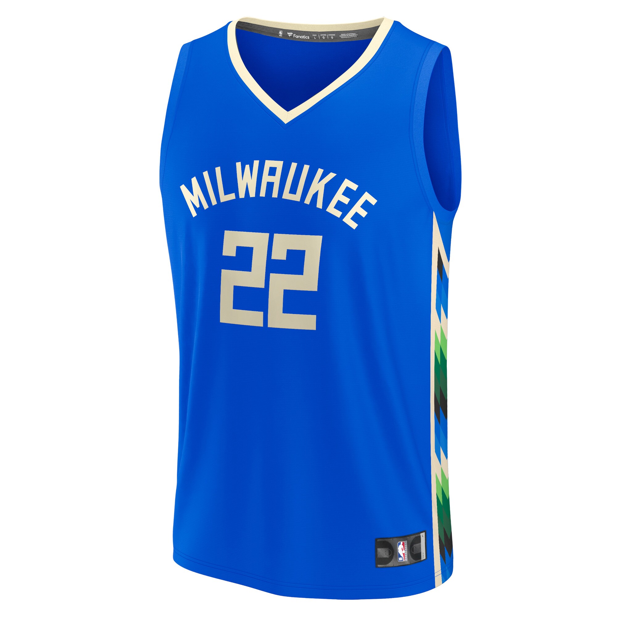Alternative view of Khris Middleton Milwaukee Bucks Fanatics Fastbreak Jersey - City Edition - Royal
