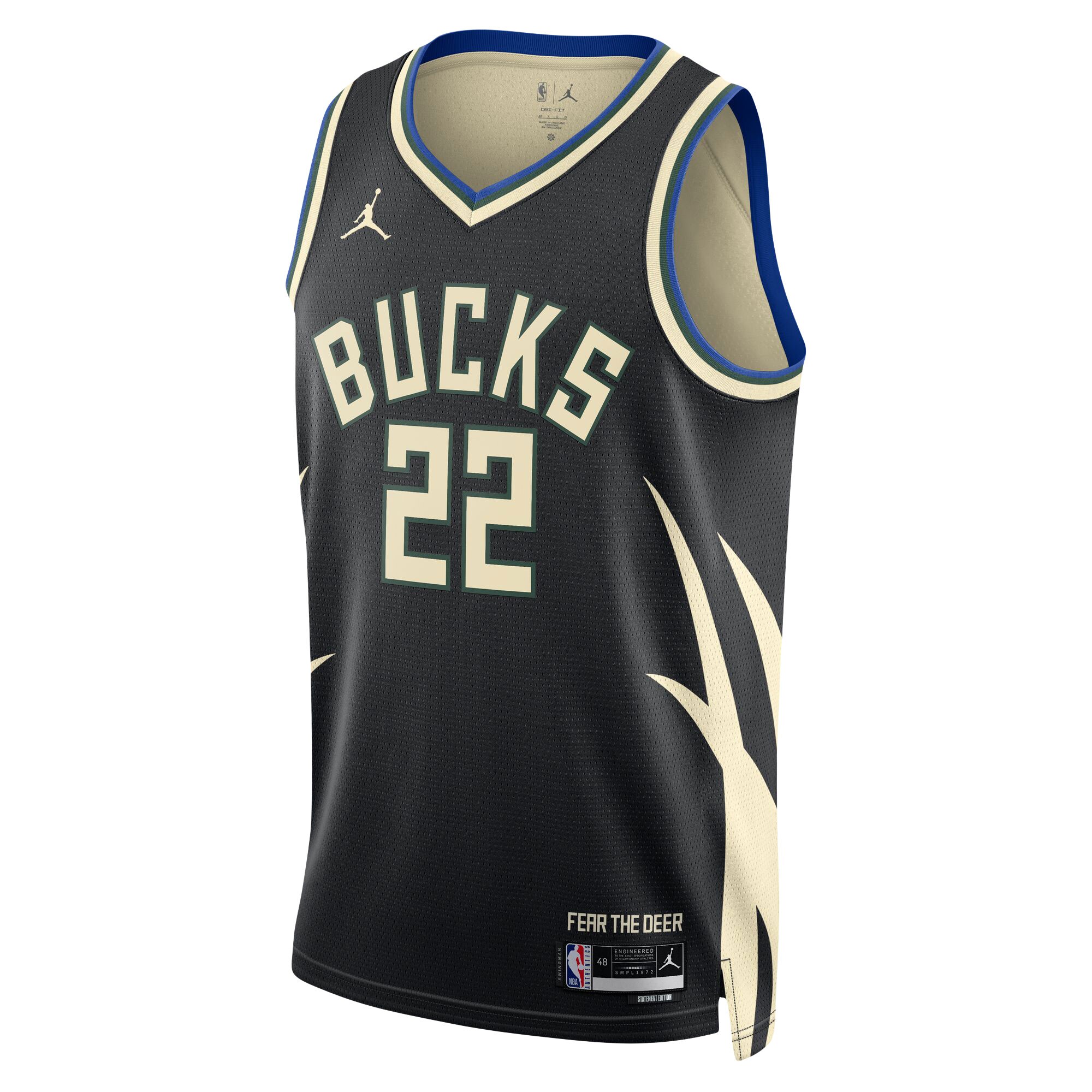 Alternative view of Khris Middleton Milwaukee Bucks Jordan Brand Unisex Swingman Jersey - Statement Edition - Black