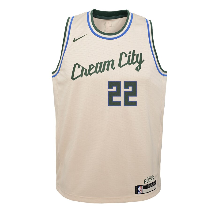 Alternative view of Khris Middleton Milwaukee Bucks Youth Swingman Jersey Cream - City Edition