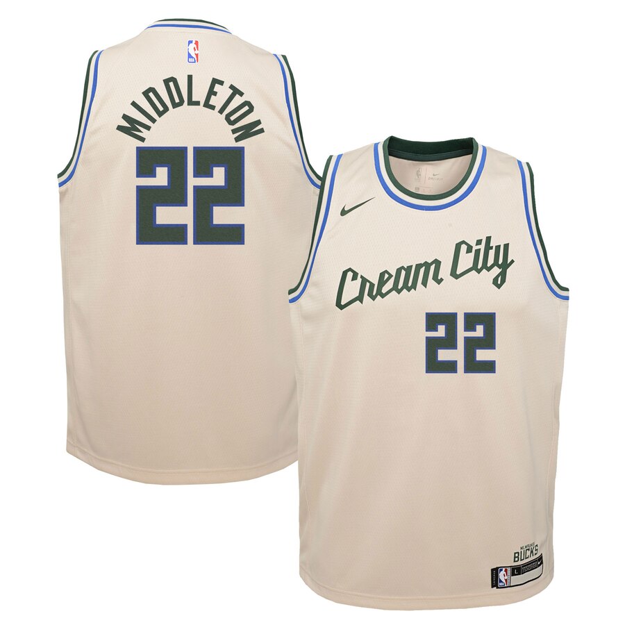 Khris Middleton Milwaukee Bucks Youth Swingman Jersey Cream - City Edition