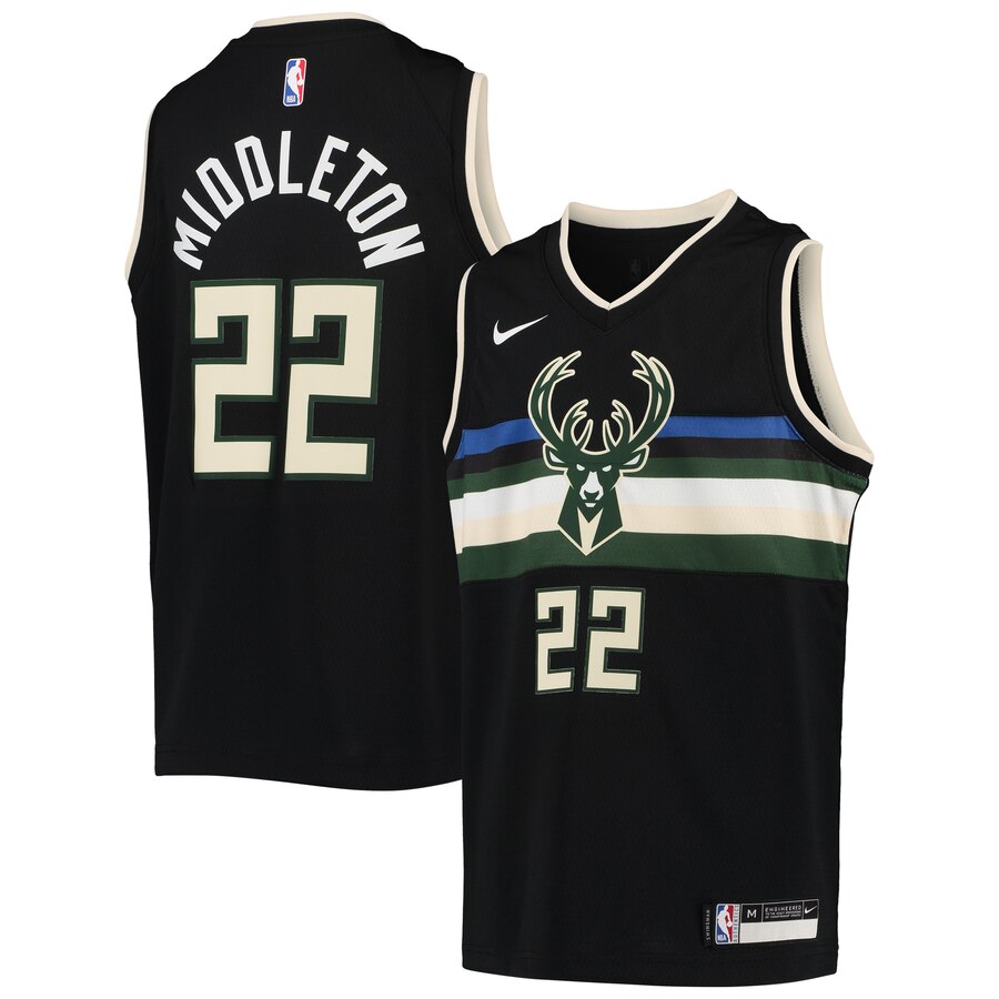 Khris Middleton Milwaukee Bucks Youth Swingman Player Jersey - Statement Edition - Black