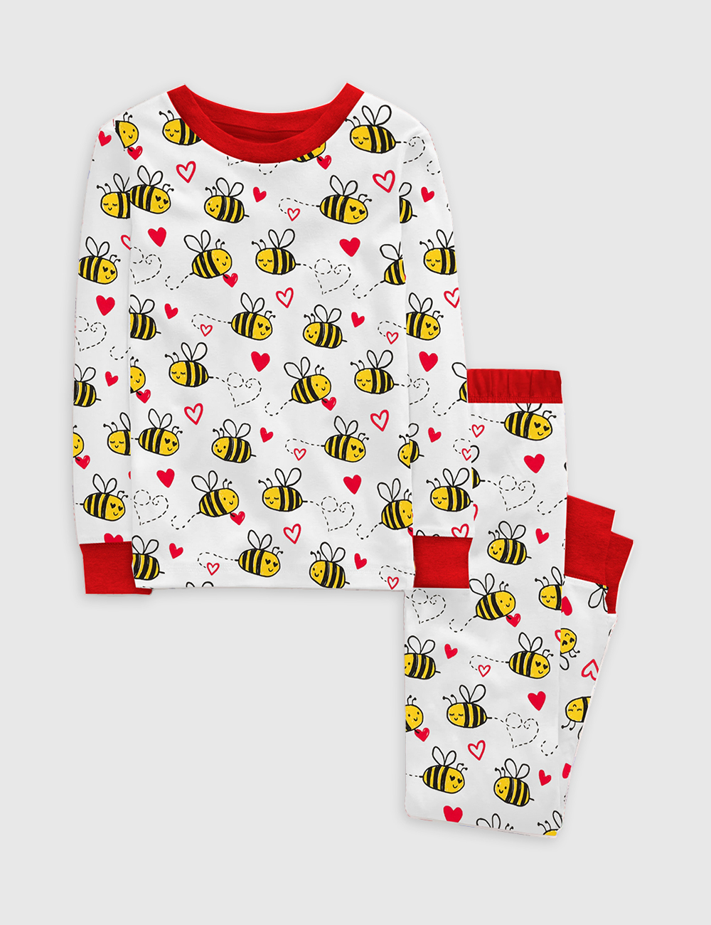 Kid's Bee Kind Love Heart Valentine's Day Long Sleeve Pajama Set