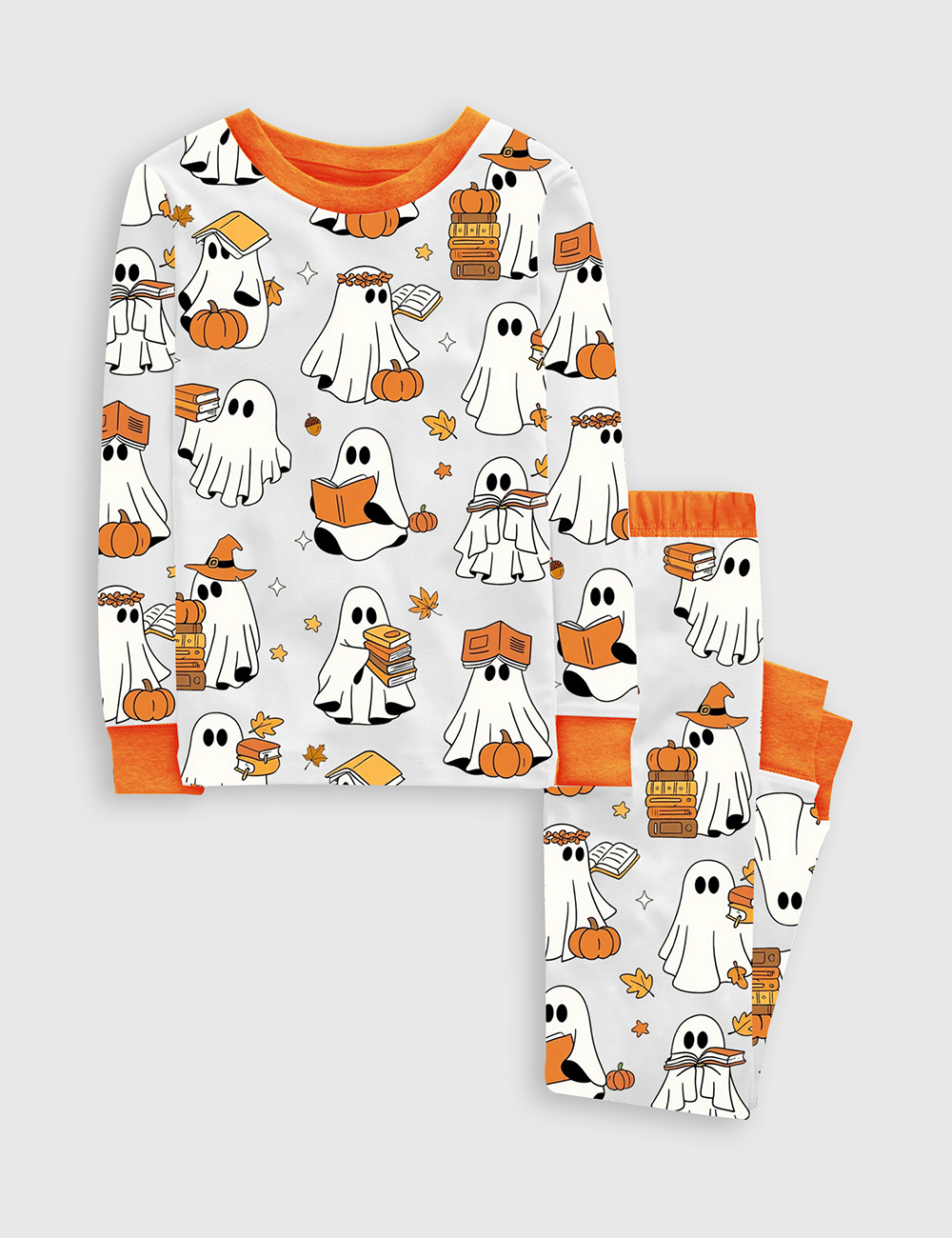 Kid's Ghost Books Halloween Long Sleeve Pajama Set