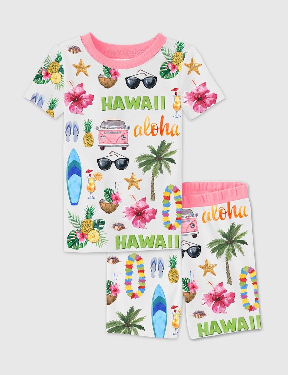 Kid's Hawaii Travel Short Sleeve Pajama Set