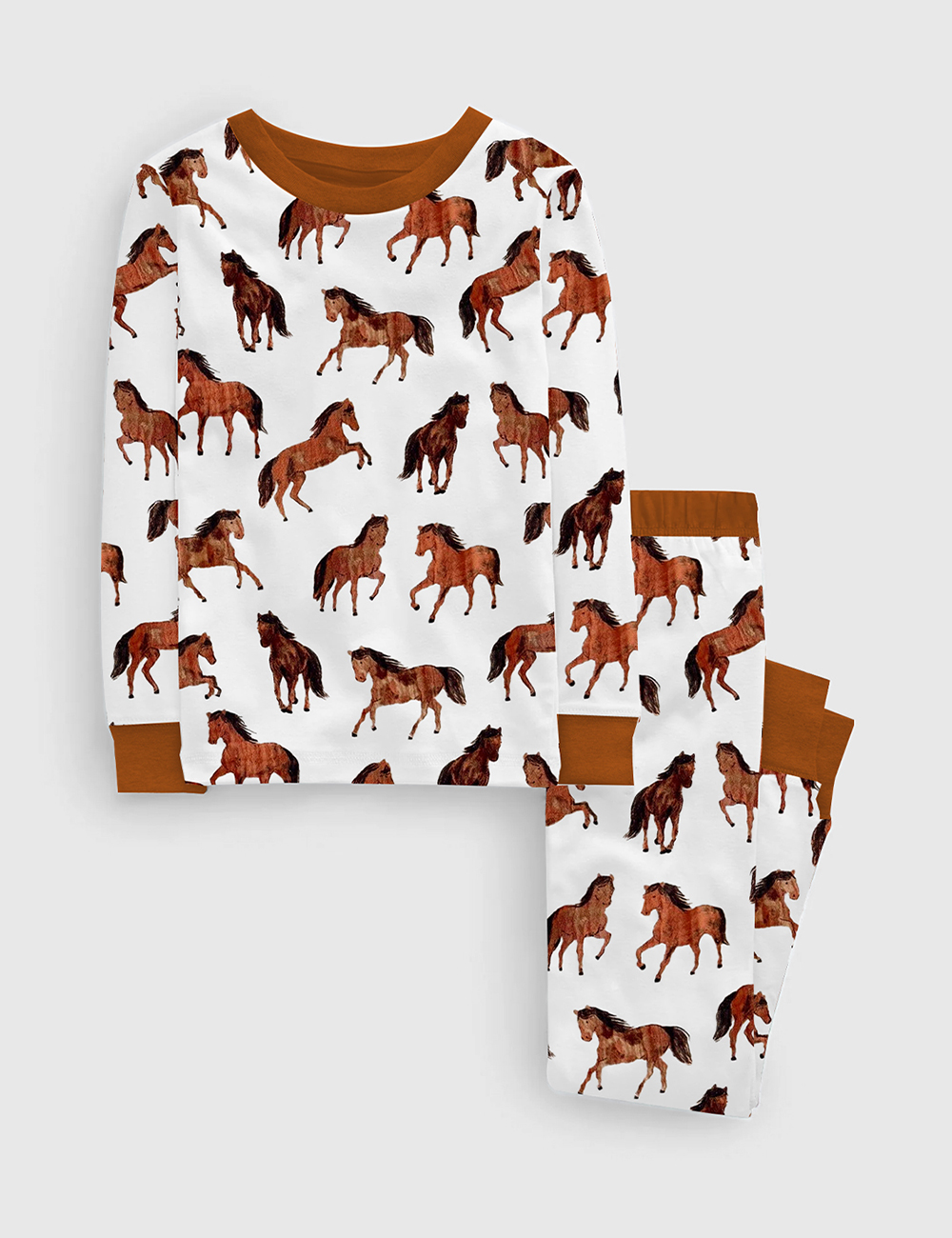 Kid's Little Rider Horse Print Long Sleeve Pajama Set