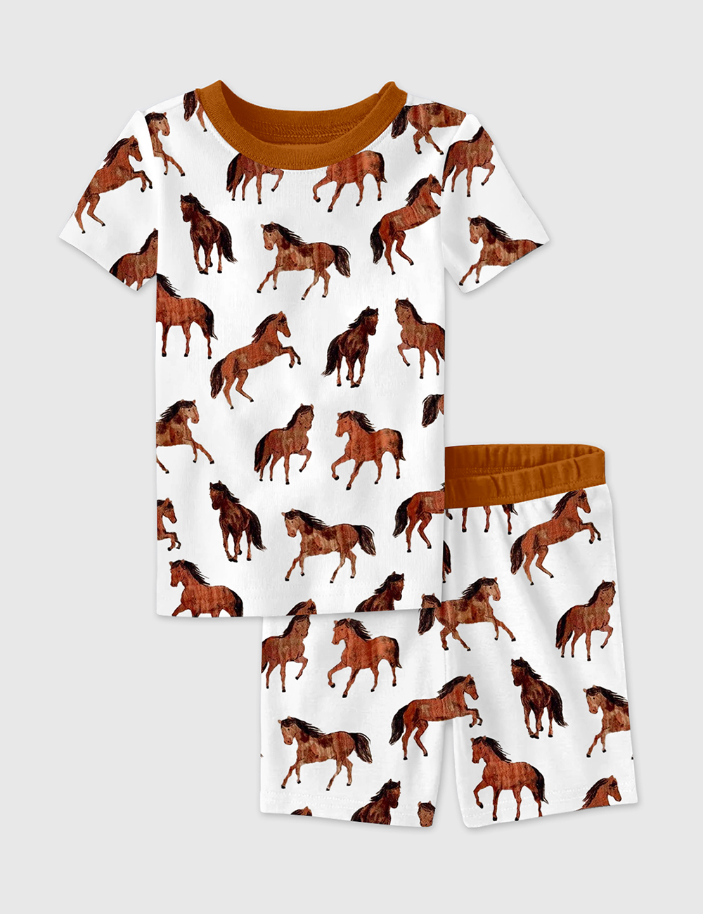 Kid's Little Rider Horse Print Short Sleeve Pajama Set