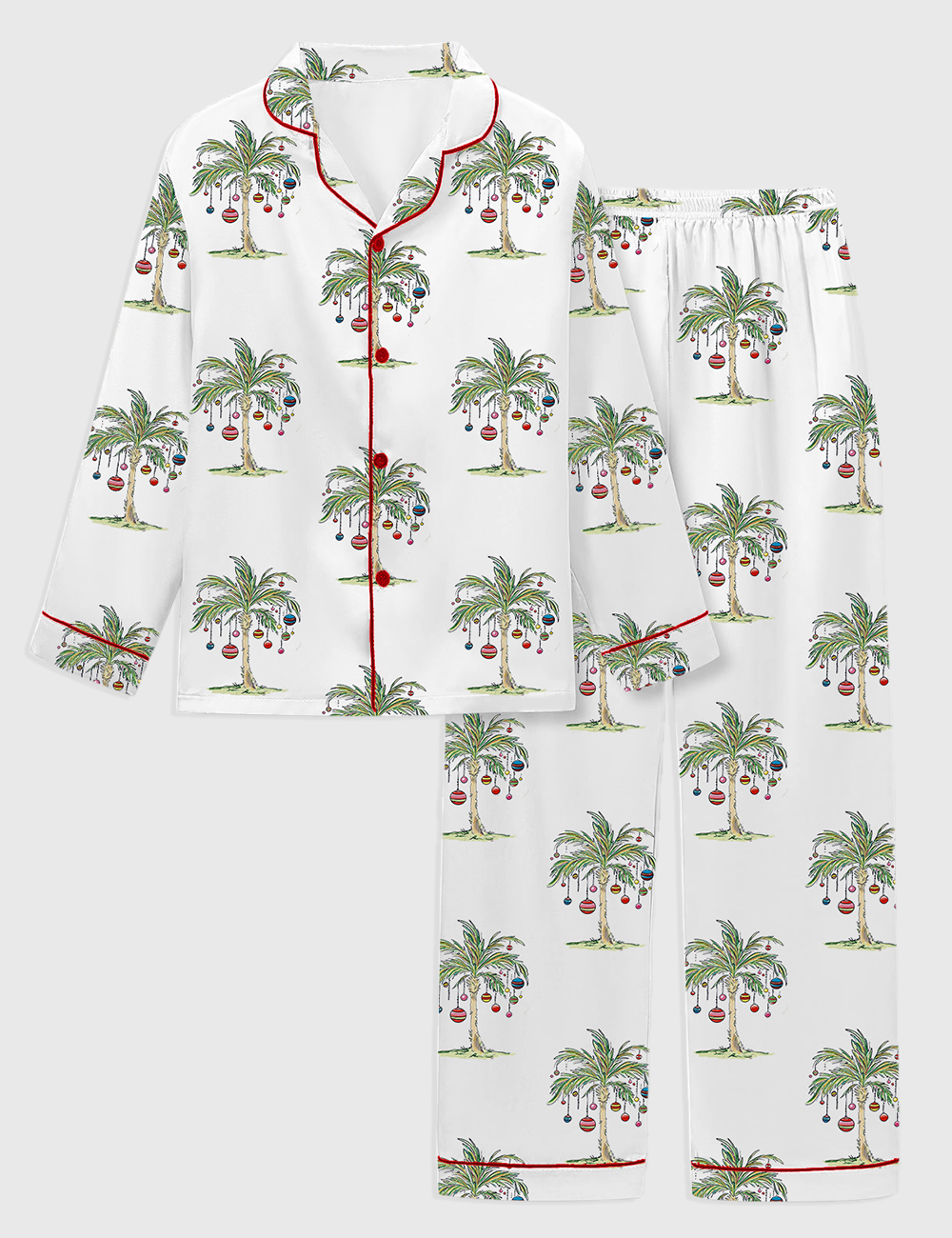 Kid's Tropical Christmas Aloha Holiday Beach Santa In July Hawaiian Long Sleeve Pajama Set