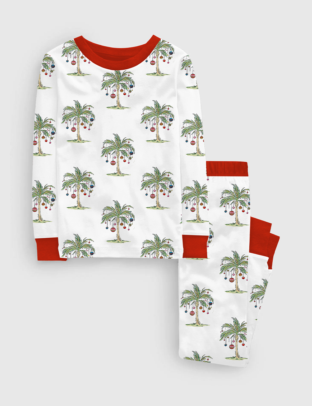 Kid's Tropical Christmas Aloha Holiday Beach Santa In July Hawaiian Print Long Sleeve Pajama Set