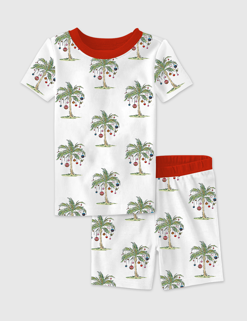 Kid's Tropical Christmas Aloha Holiday Beach Santa In July Hawaiian Print Short Sleeve Pajama Set