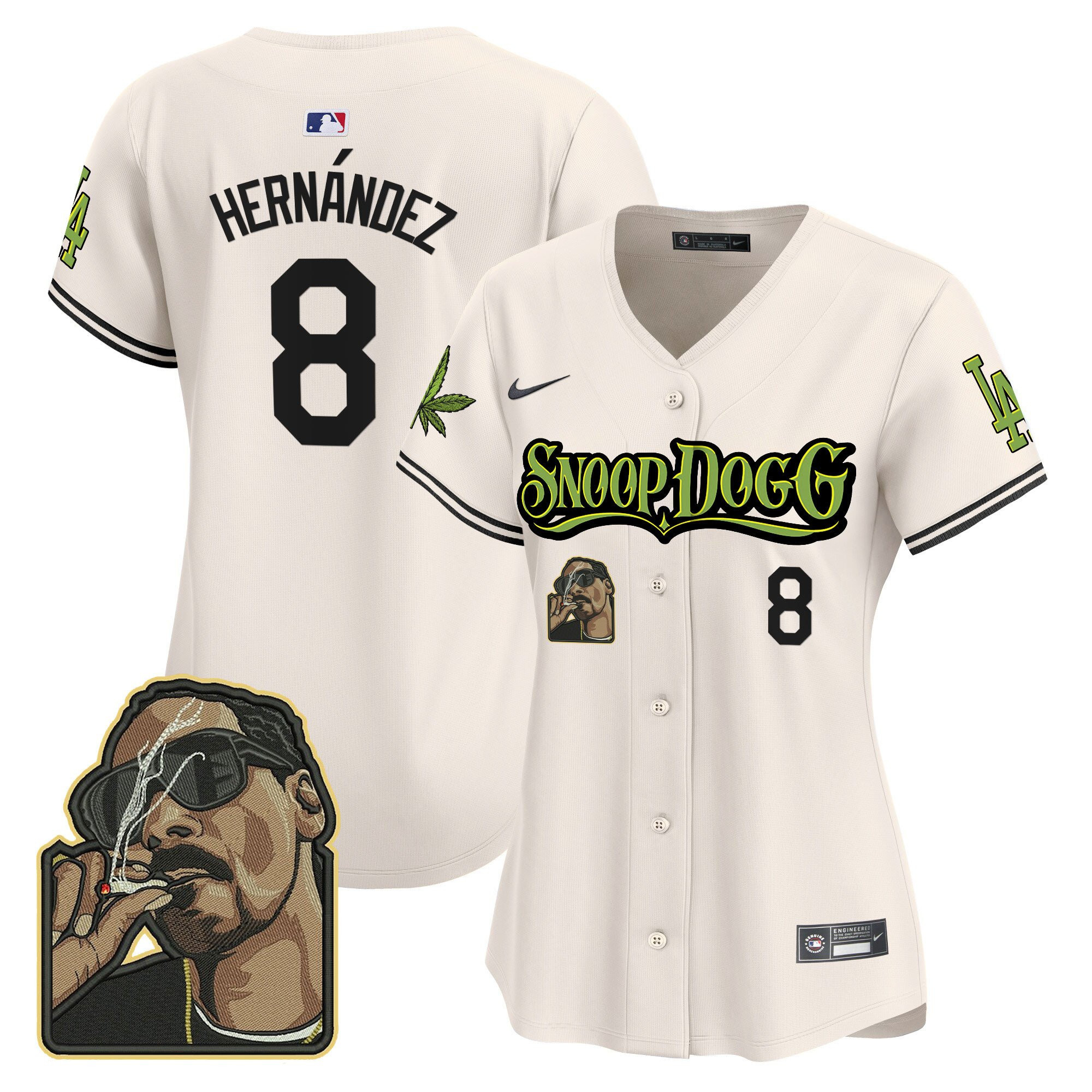 Kike Hernandez 8 Los Angeles Dodgers Snoop Dogg Women Jersey - Cream 