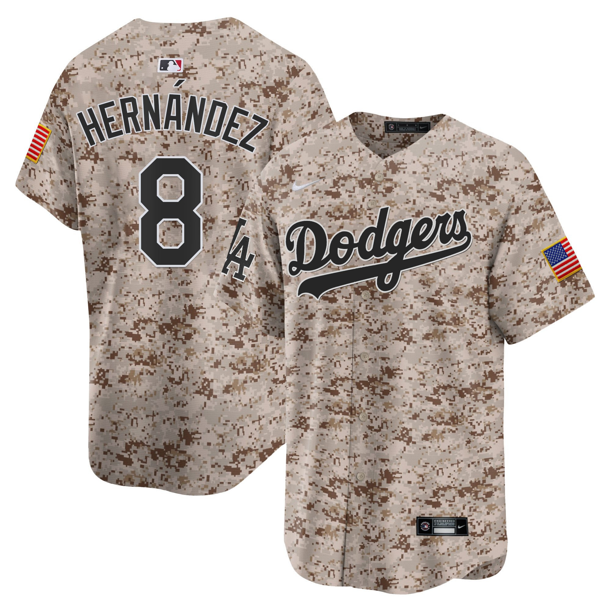 Kike Hernandez 8 Los Angeles Dodgers USMC Alternate Limited Men Jersey - Desert 