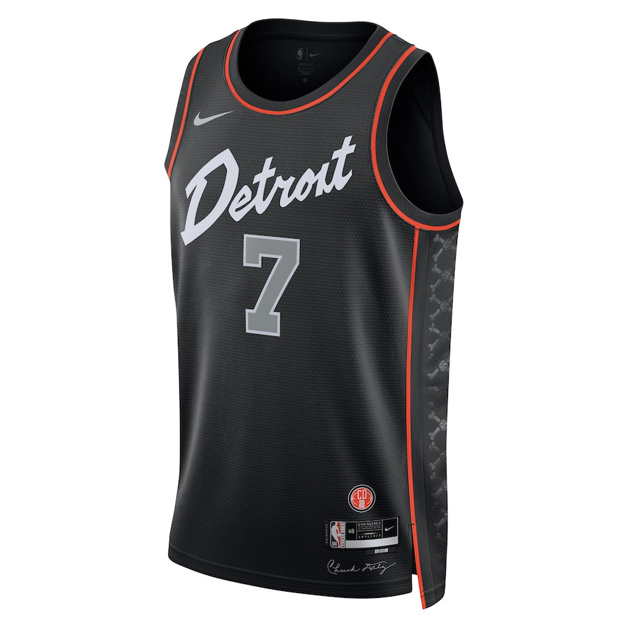 Alternative view of Killian Hayes 7 Detroit Pistons 2023/24 City Edition Swingman Jersey - Black - JS320 