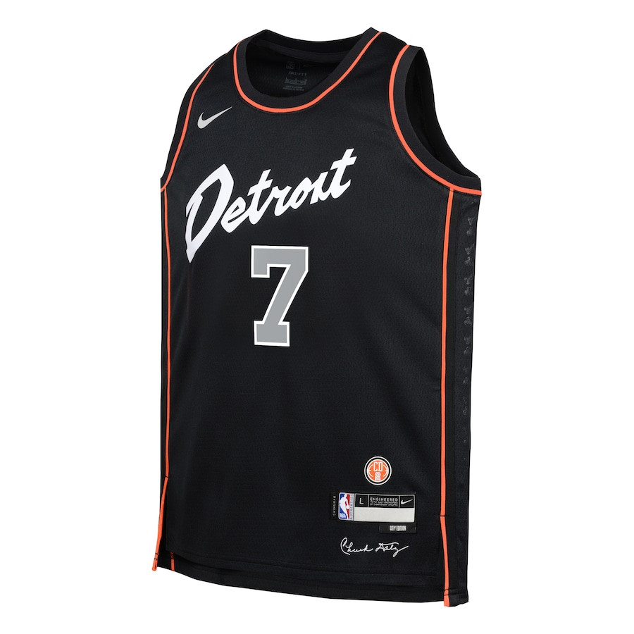 Alternative view of Killian Hayes 7 Detroit Pistons 2023/24 City Edition Swingman YOUTH Jersey - Black - JS986 