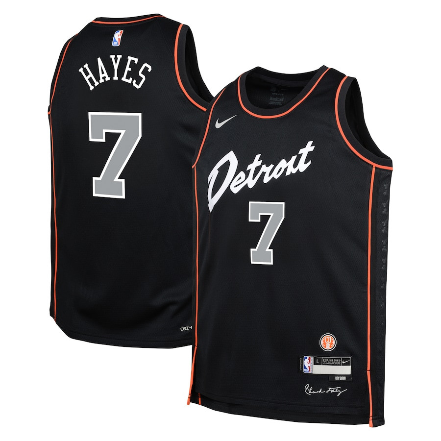 Killian Hayes 7 Detroit Pistons 2023/24 City Edition Swingman YOUTH Jersey - Black - JS986 
