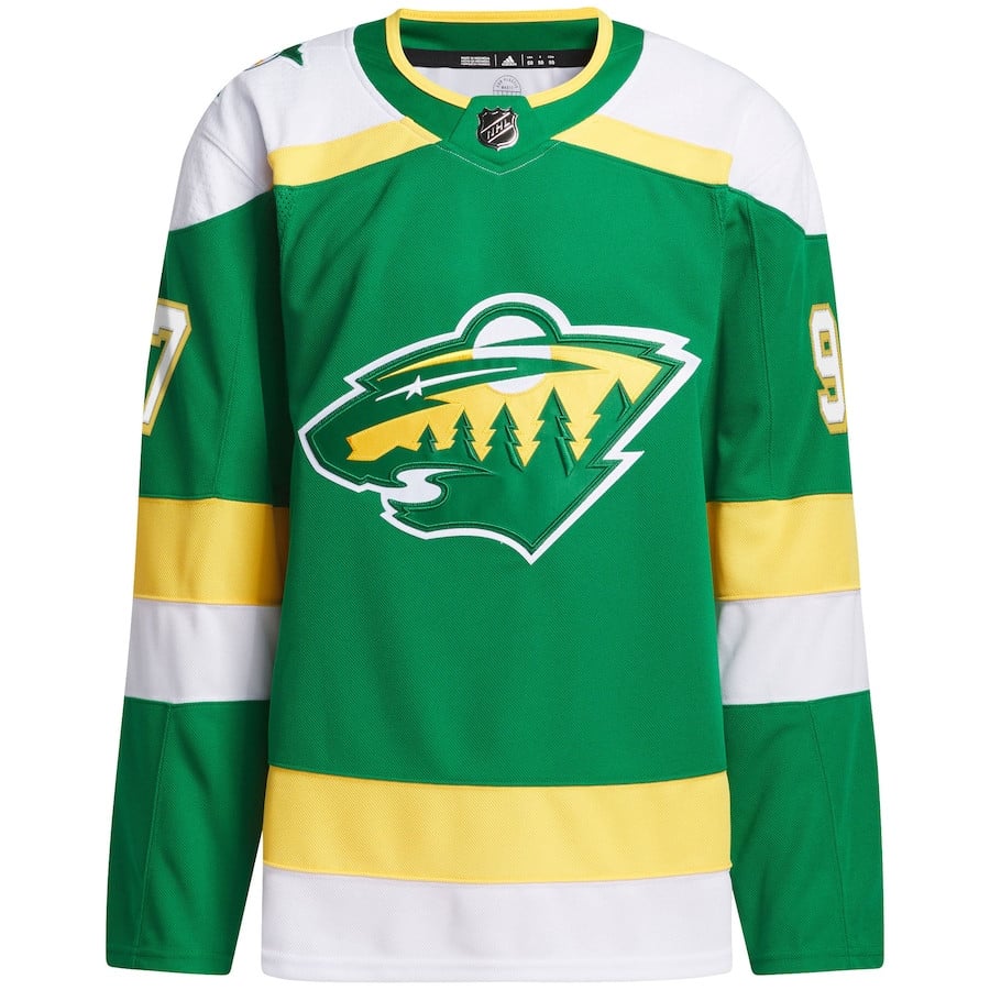 Alternative view of Kirill Kaprizov 97 Minnesota Wild 2023/24 Alternate Primegreen Men Jersey - Green - JS989 
