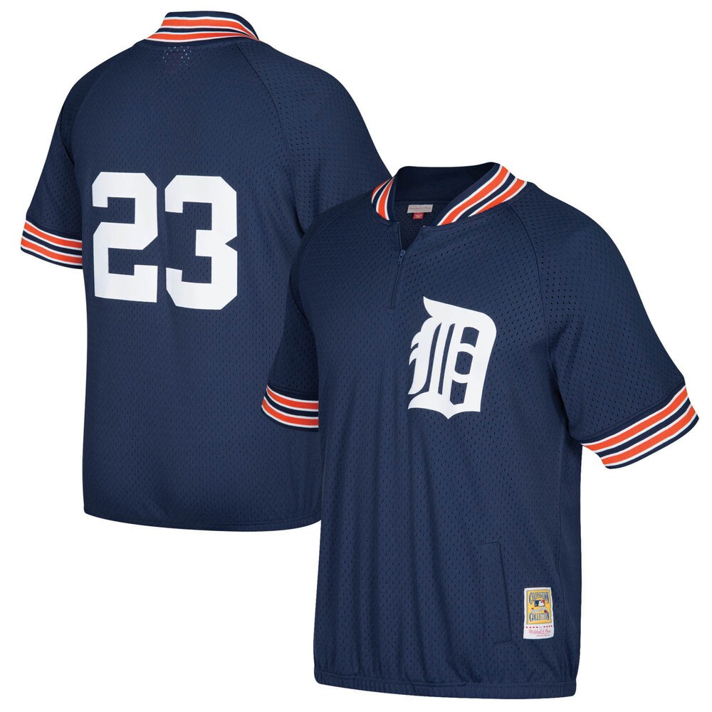 Kirk Gibson Detroit Tigers Mitchell & Ness Cooperstown Collection Mesh Batting Practice Quarter-zip Jersey - Navy