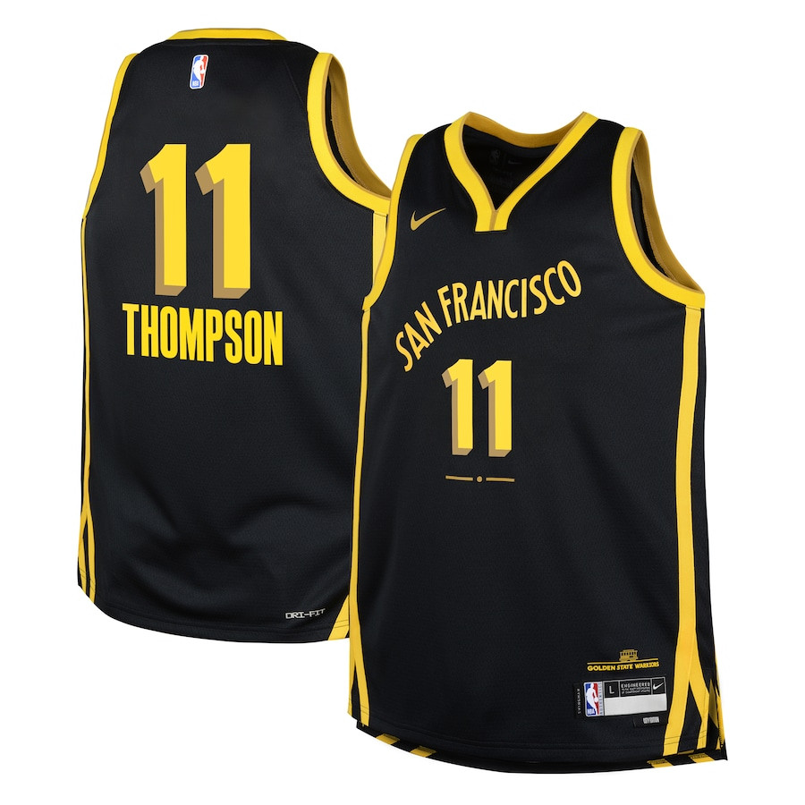 Klay Thompson 11 Golden State Warriors 2023/24 City Edition Swingman YOUTH Jersey - Black - JS266 